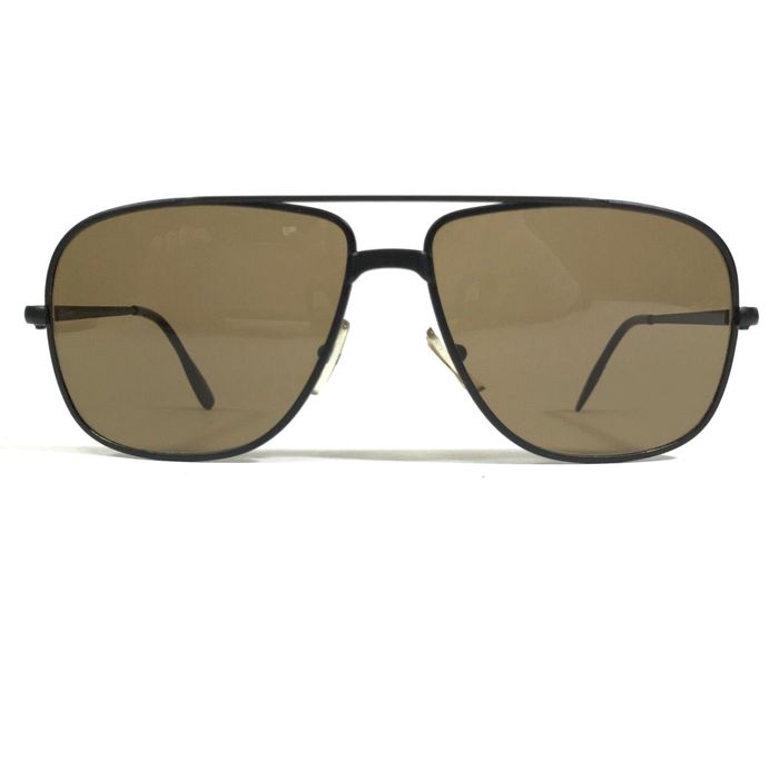 Frame Vintage Aviators Sunglasses Matte Black Square Frames with Brown ...