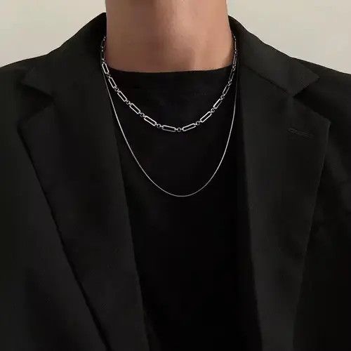 Jewelry Chrome Silver Chain Classic Light Goth Vibe Link Necklace Size ONE SIZE - 1 Thumbnail