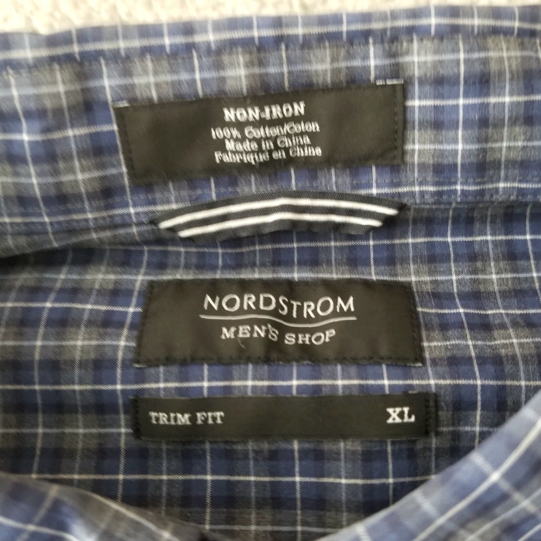 Nordstrom Nordstrom Shirt Button-Up Men XL Blue Check Cotton Long Sleeve Button-Down Casual Workwear Size US XL / EU 56 / 4 - 3 Thumbnail