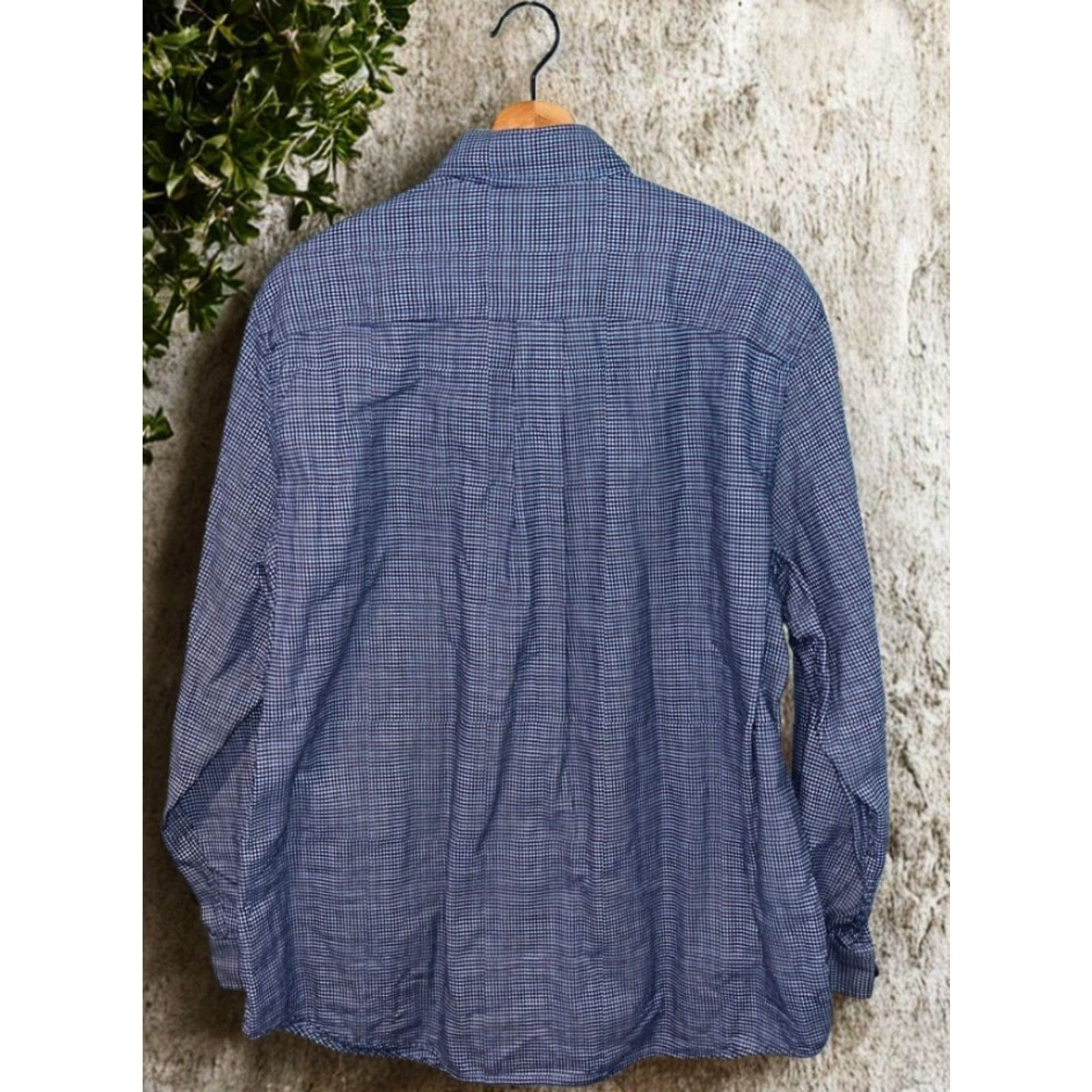 Vintage L.L.Bean Mens Large Blue Houndstooth Check Flannel Button-Down Shirt Pocket Shirt Size US L / EU 52-54 / 3 - 7 Thumbnail