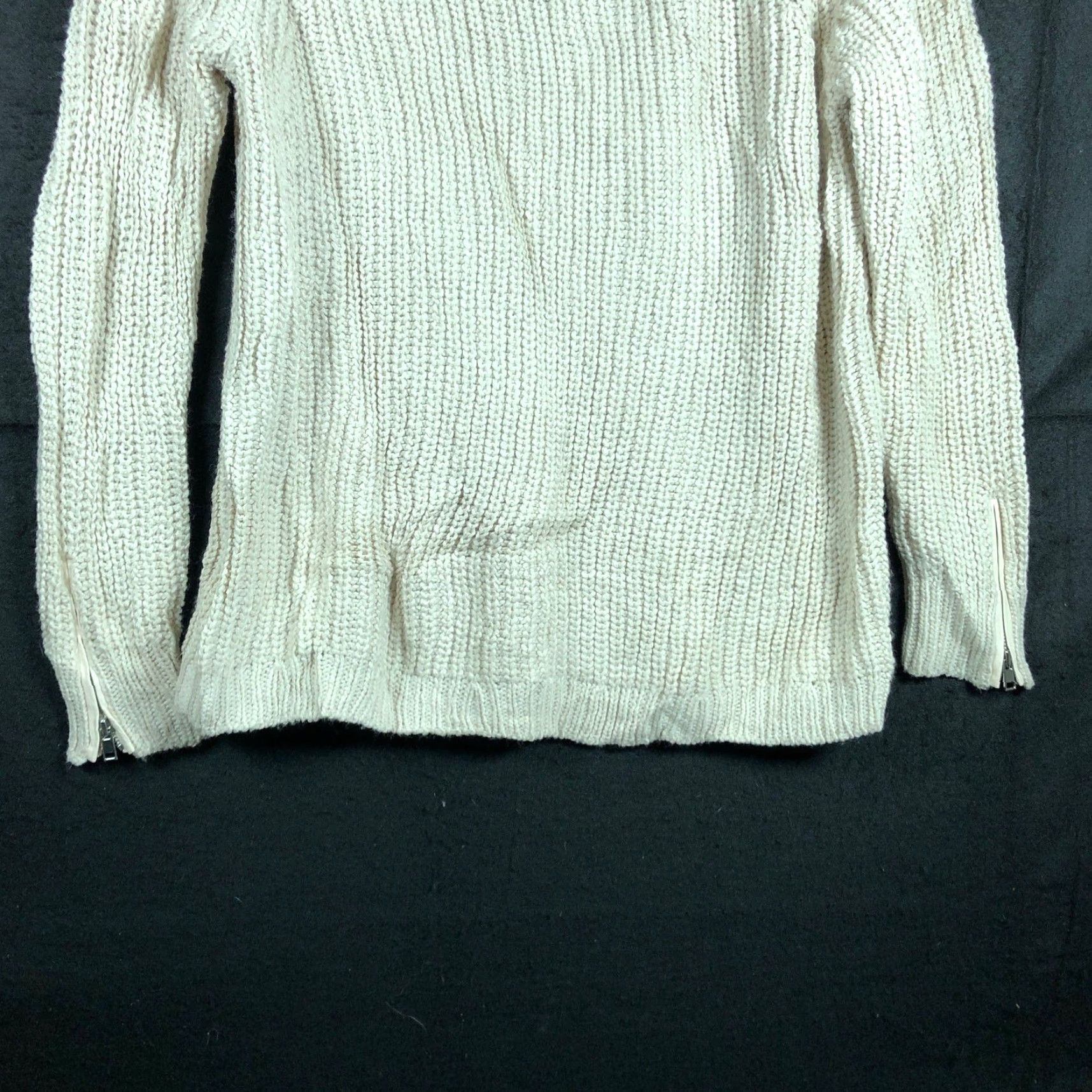 Ann Taylor Ann Taylor Womens Sweater Tan Knitted Zip Sleeves Wool Blend Stretch S Pullover Round Neck Knits Regular Size S Womens Casual Workwear Size S / US 4 / IT 40 - 5 Thumbnail