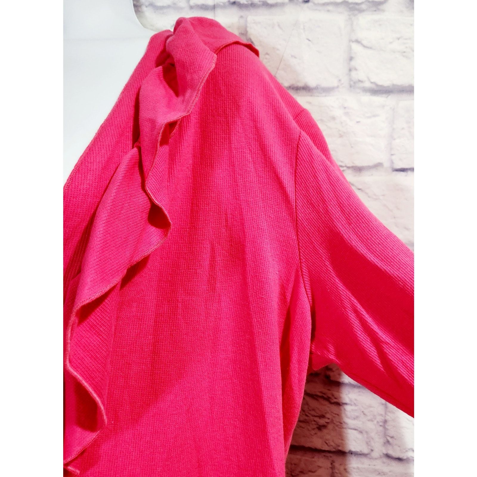 Other Rafaella Pink Fuchsia Ruffled Hook & Eye Cardigan 1X Plus Size XXL / US 16-18 / IT 52-54 - 3 Thumbnail
