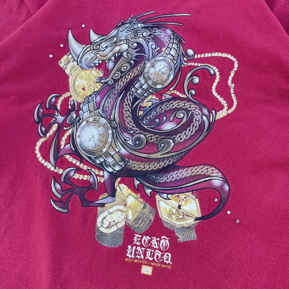 Ecko Unltd. Vintage Y2k Ecko Unltd Dragon Gold Chain Tee XXL Size US XXL / EU 58 / 5 - 4 Thumbnail