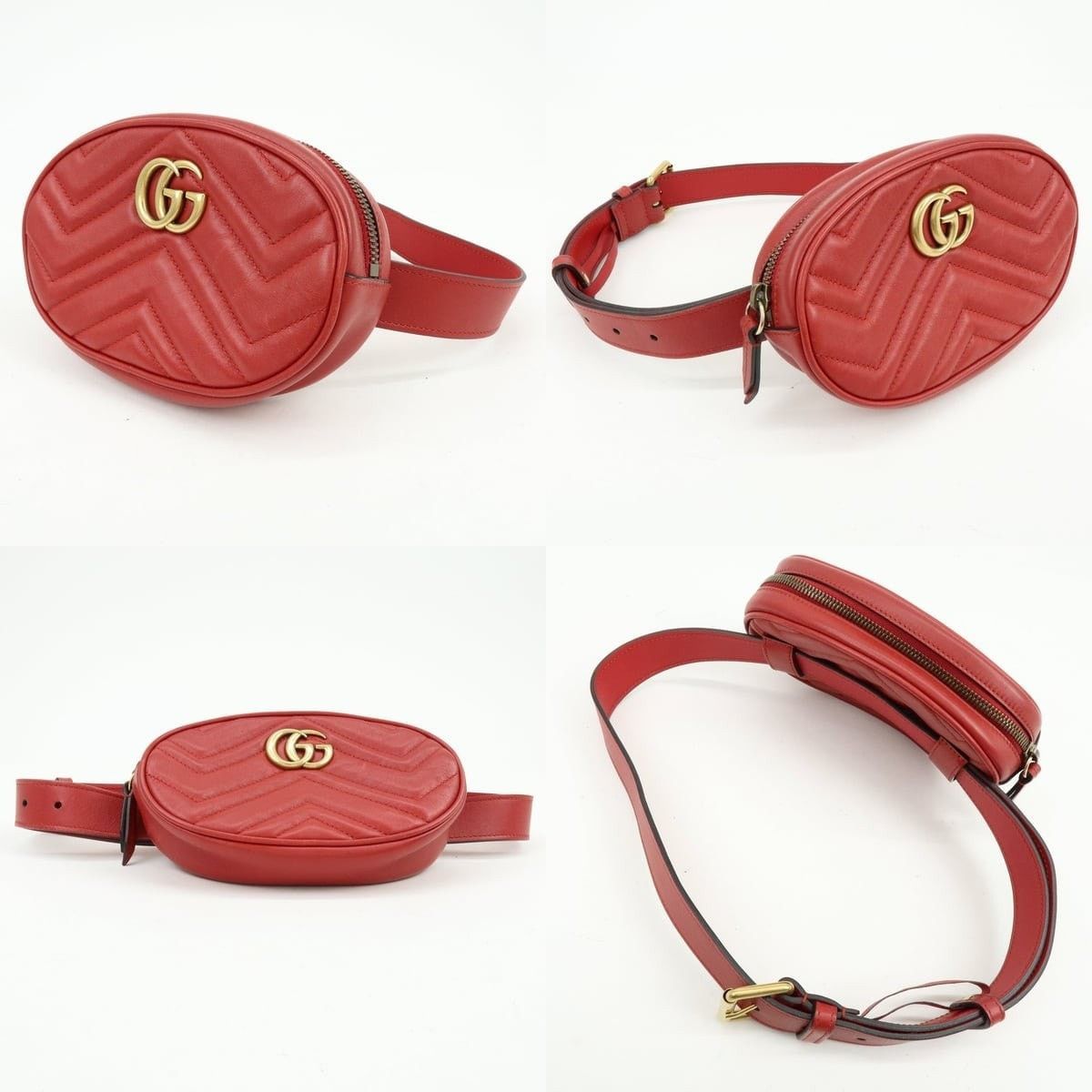 Gucci Gucci GG Marmont Matelasse Leather Belt Bag Red Size ONE SIZE - 3 Thumbnail