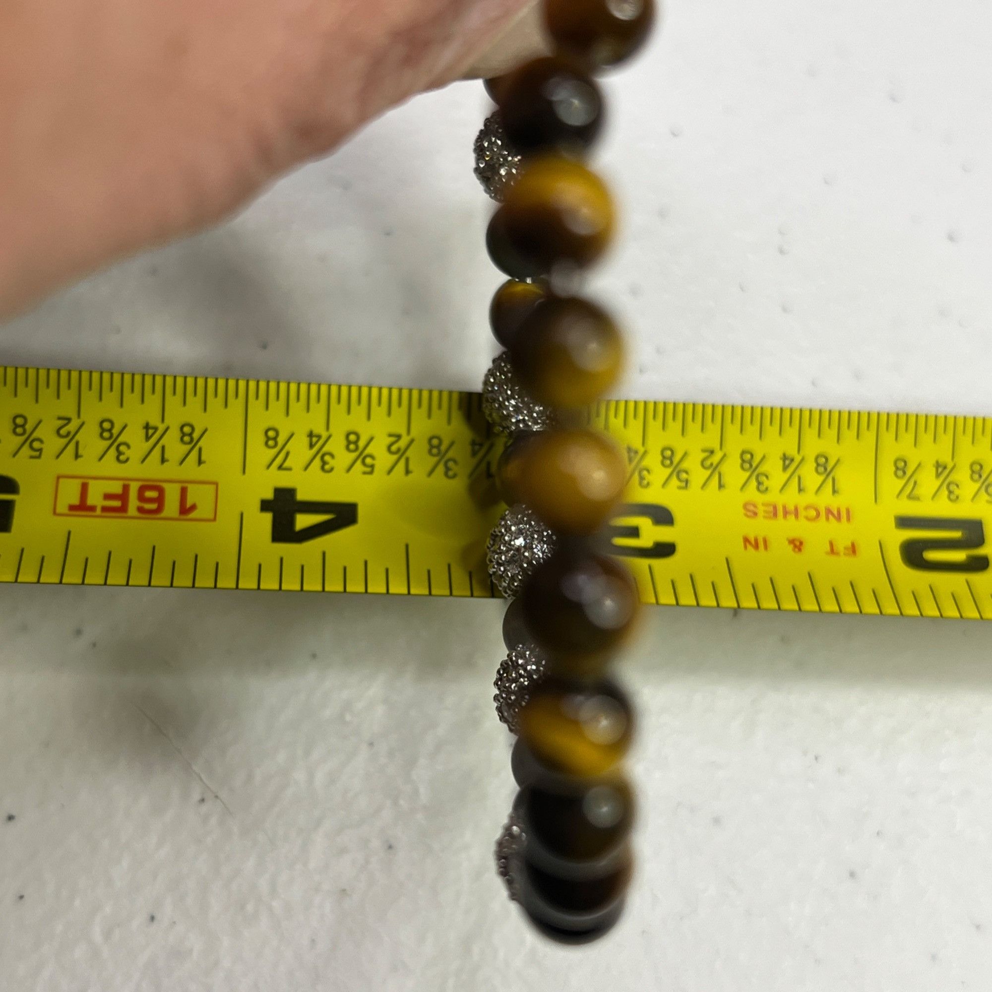 Designer Tigers Eye & Rhinestone Beaded Stretch Bracelet Size ONE SIZE - 6 Thumbnail