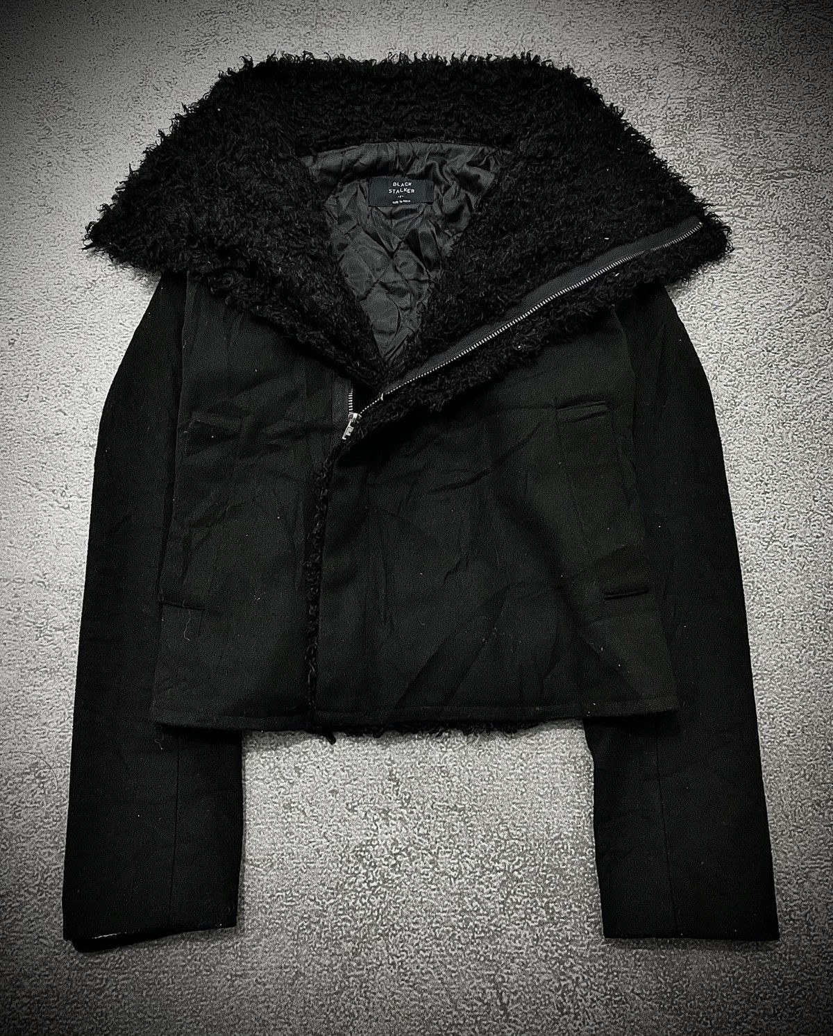 Japanese Brand 2000s Black Stalker Asymmetrical Suede Jacket RICK OWENS STY Size US M / EU 48-50 / 2 - 2 Thumbnail