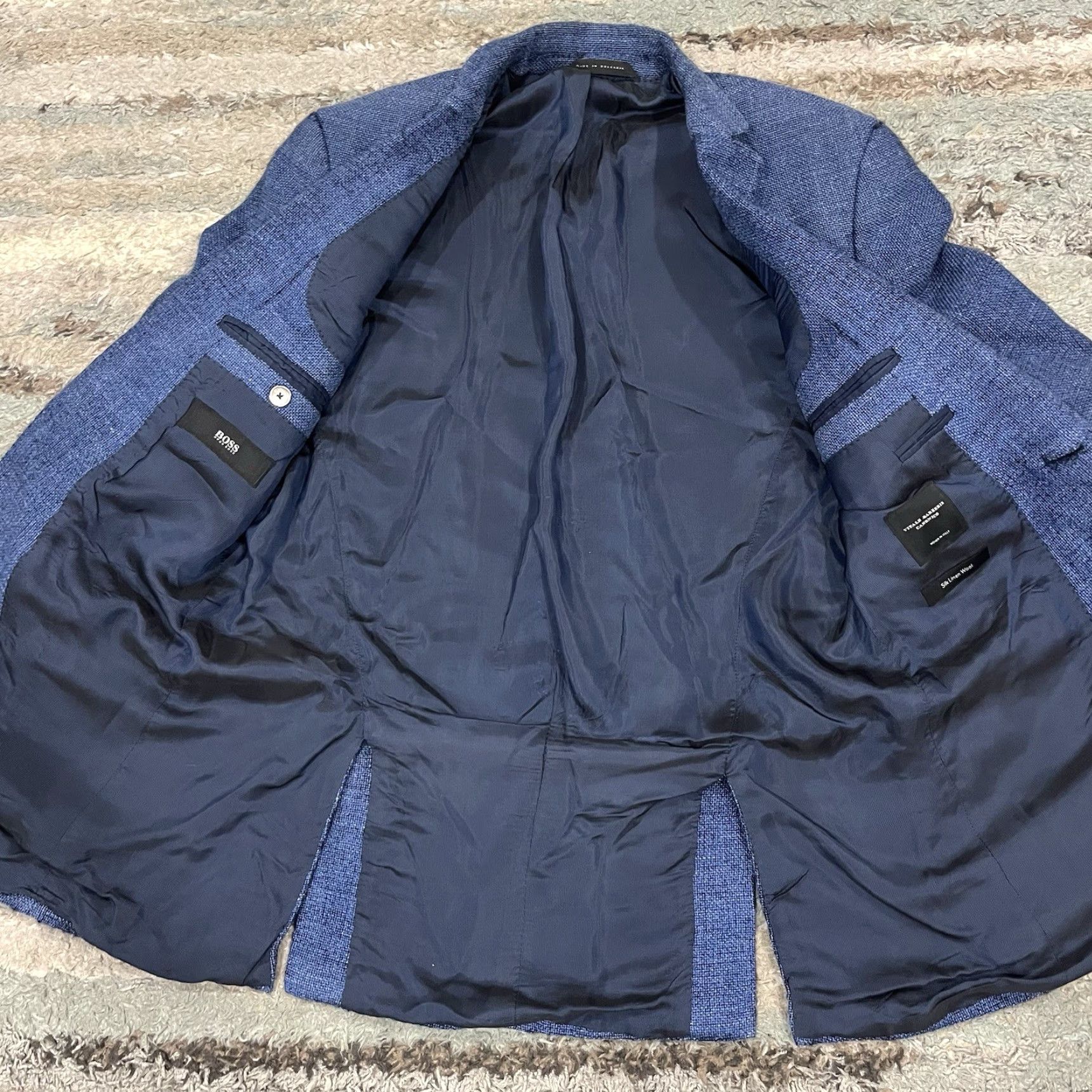 Hugo Boss Hugo Boss Blazer Men 36 Blue Silk Wool Linen 2 Piece Vitale Barberis Canonico - READ Size 36R - 2 Thumbnail