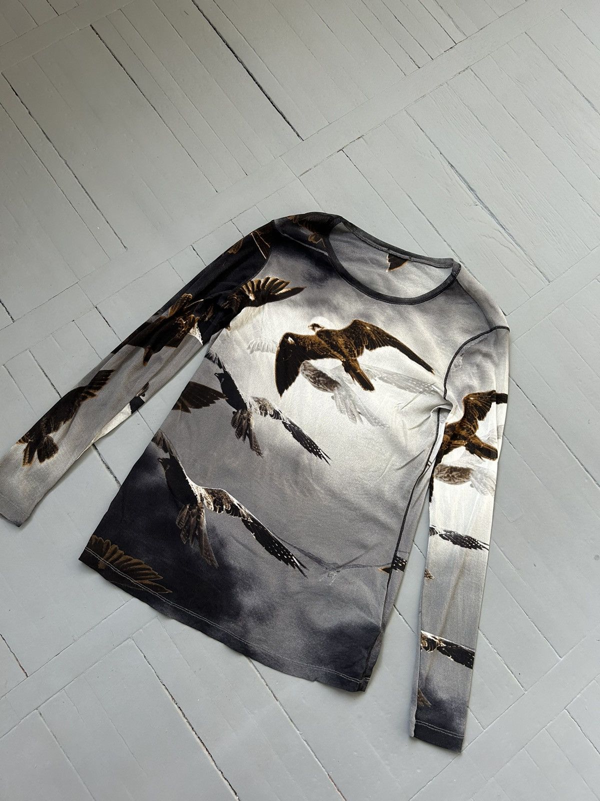 Japanese Brand Mesh long sleeve shirt with eagles Size M / US 6-8 / IT 42-44 - 2 Thumbnail