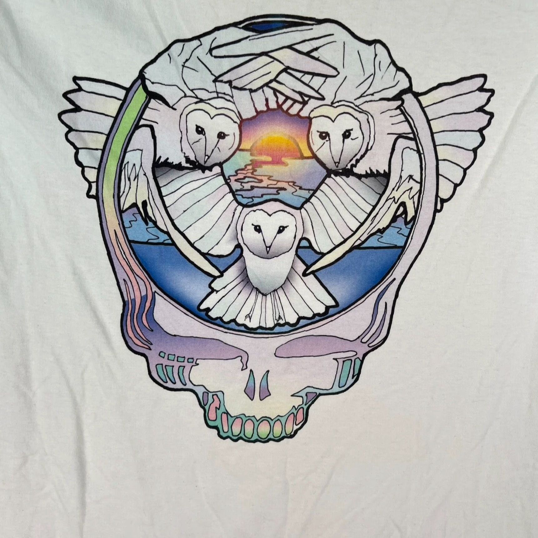 Gildan Gildan T-Shirt Shirt Mens 4XL White Owl Skull Graphic Tee Big & Tall US Seller 90s vibes? Size US XXL / EU 58 / 5 - 2 Thumbnail
