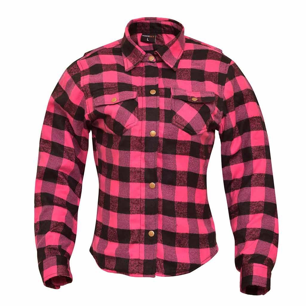 Other RIDERACT® Women's Motorcycle Shirt Flannel PInk & Black Size S / US 4 / IT 40 - 1 Thumbnail