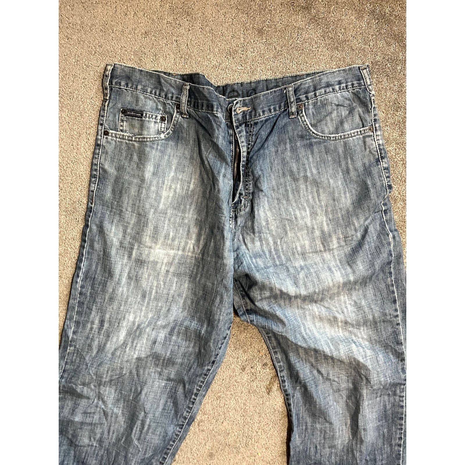 Calvin Klein Calvin Klein Jeans Men Straight 40x31 Relaxed Mid Rise Denim Cotton Blue Regular Size 40 Inseam 31 Zipper Logo Button Vintage: No - N/A Size US 40 / EU 56 - 2 Thumbnail