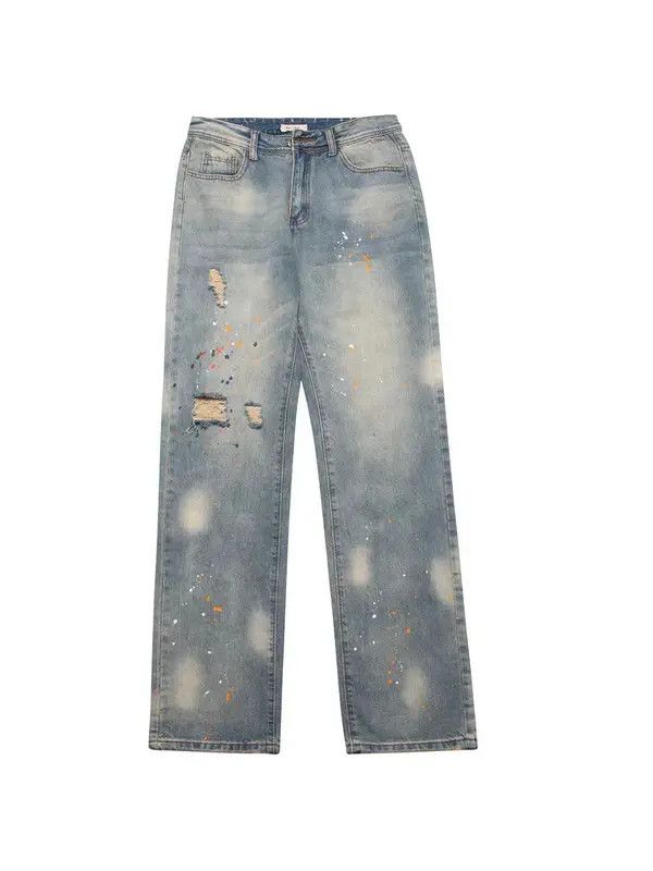 Vintage VIBE Street Splash Inked Washed Old Ripped Baggy Jeans Size US 32 / EU 48 - 5 Thumbnail