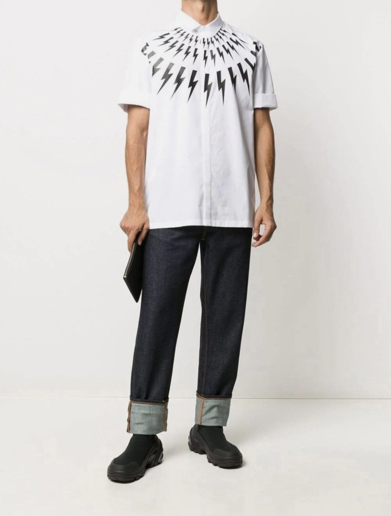 Neil Barrett Neil Barrett Lightning Logo Oversized Shirt – Size S Size US S / EU 44-46 / 1 - 1 Thumbnail