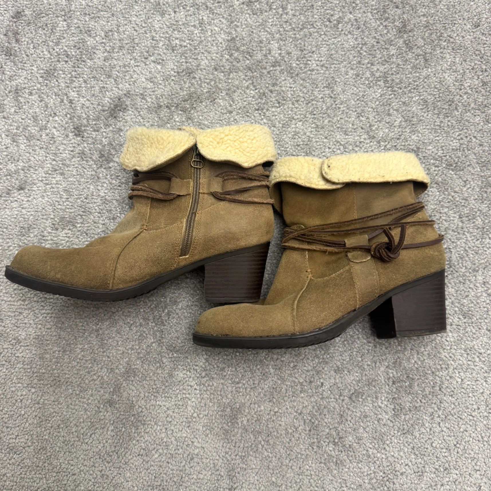 Eddie Bauer VINTAGE Eddie Bauer Women's Ankle Boots Casual Fall Winter Brown Suede Shearling Lined 8M Size US 8 / IT 38 - 3 Thumbnail