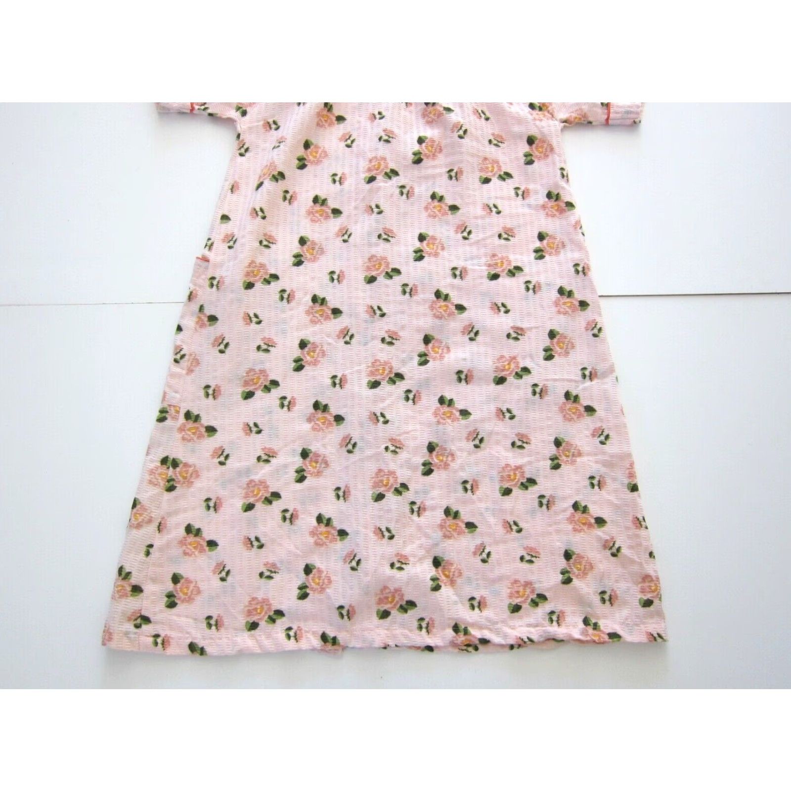 Pinko VINTAGE Sindrella Cotton Pink Green Floral Button Down Pocket Nightgown House Dress M Size M / US 6-8 / IT 42-44 - 7 Thumbnail