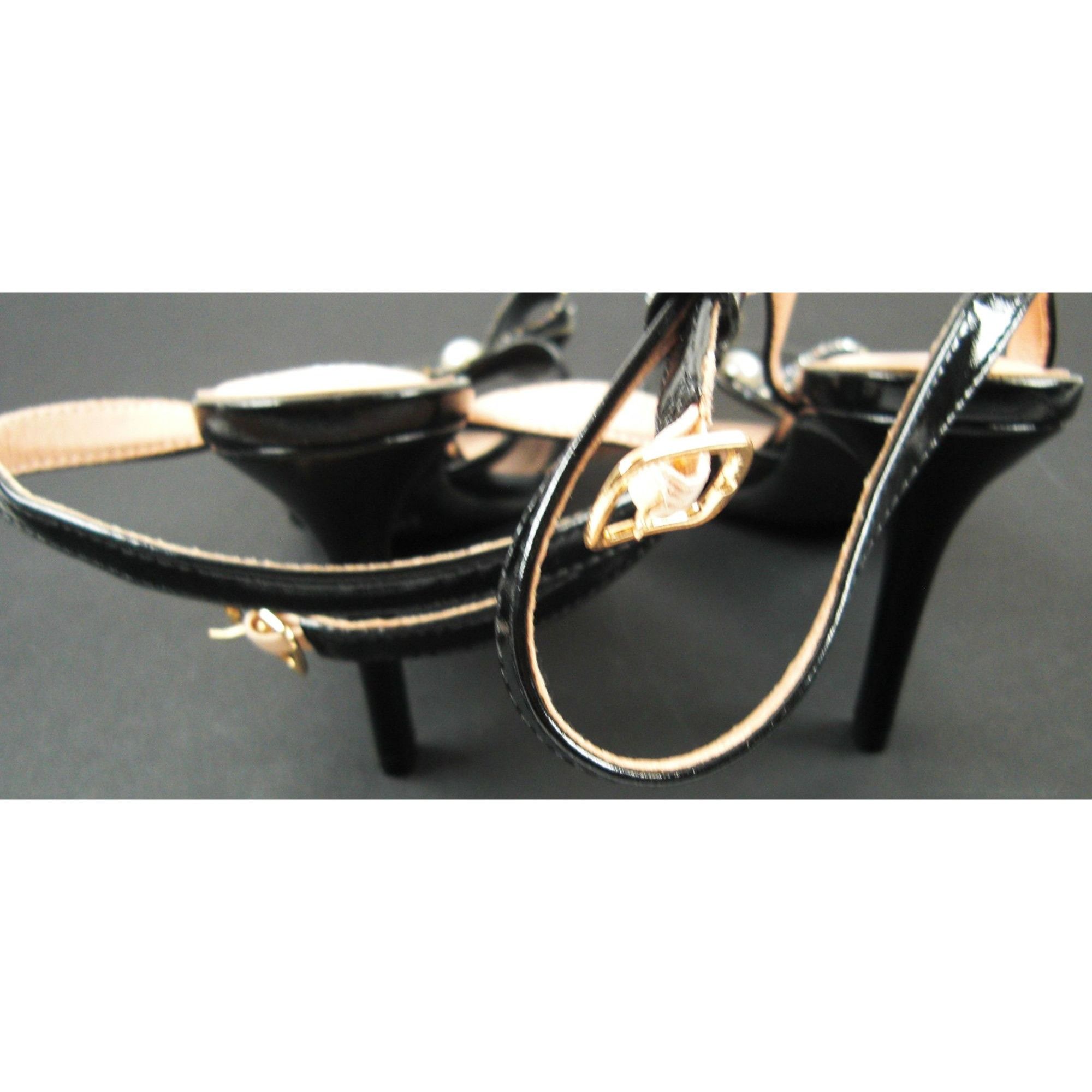 Other Wild Diva Women's Lounge Heels Ankle Strap Black Jeweled Dia Size US 7 / IT 37 - 3 Thumbnail