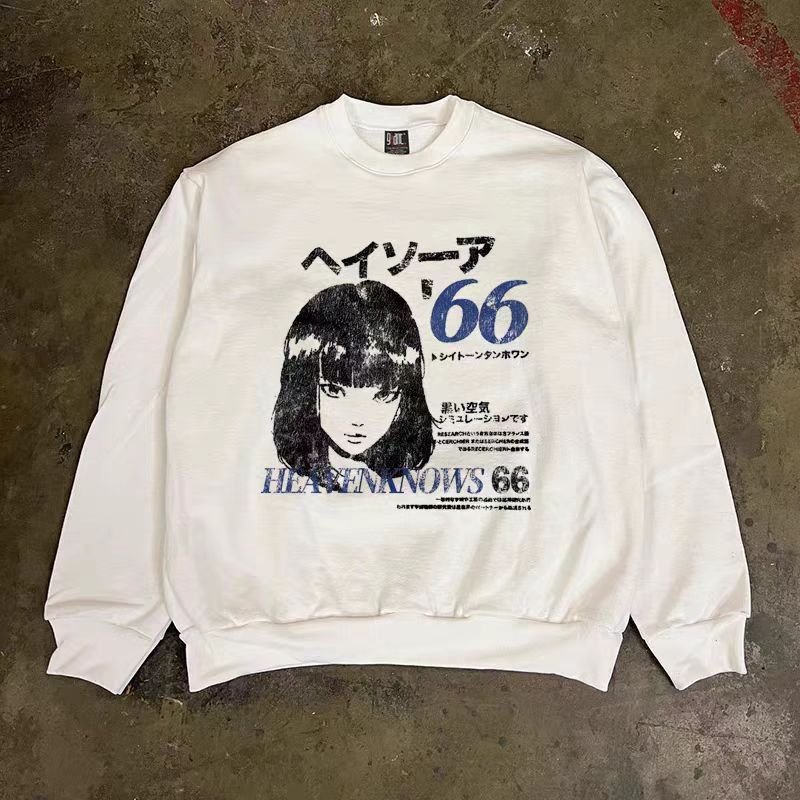 Vintage White washed retro cartoon print sweatshirt y2k Size US M / EU 48-50 / 2 - 1 Thumbnail
