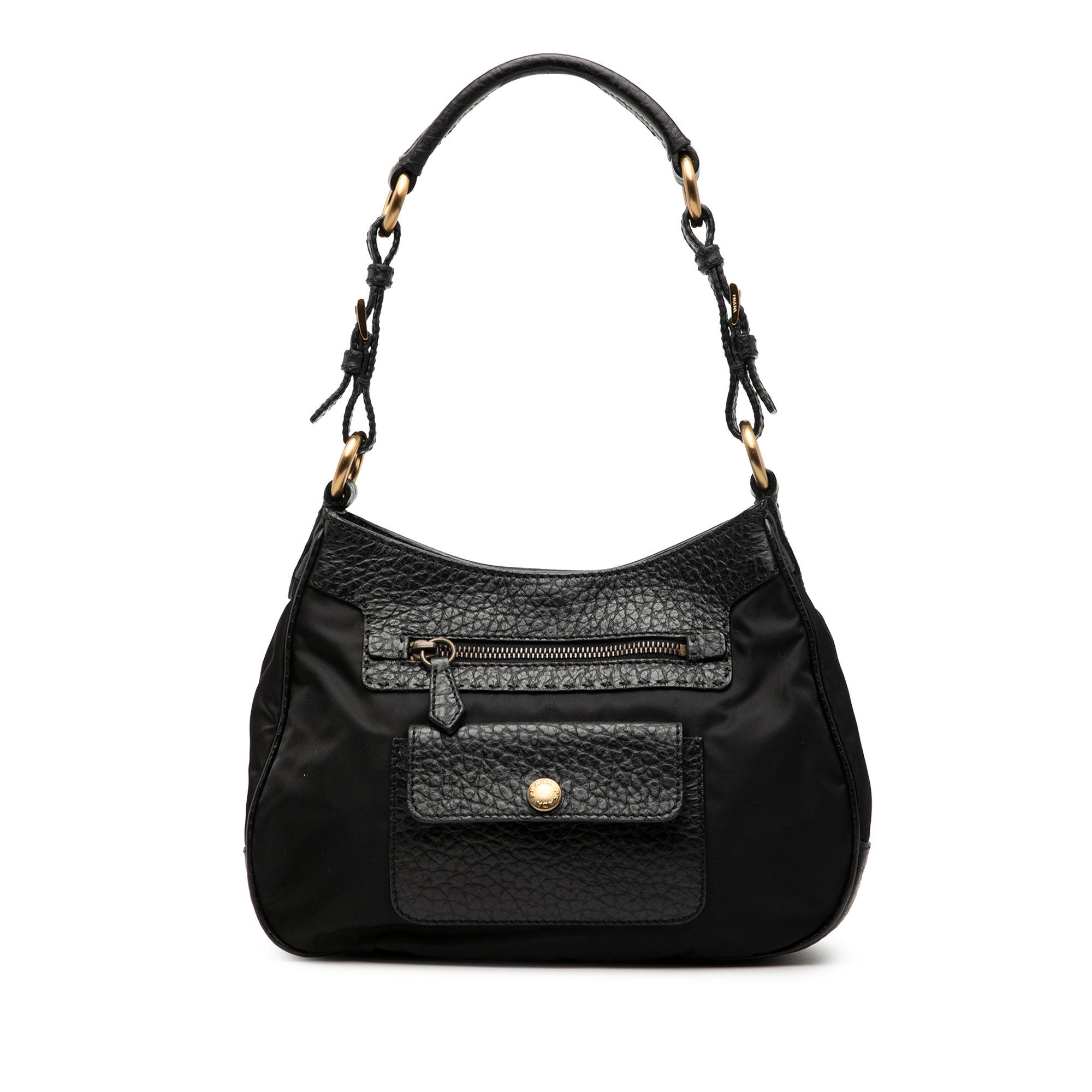 Prada Prada Vitello Daino Trimmed Tessuto Shoulder Bag Size ONE SIZE - 1 Thumbnail