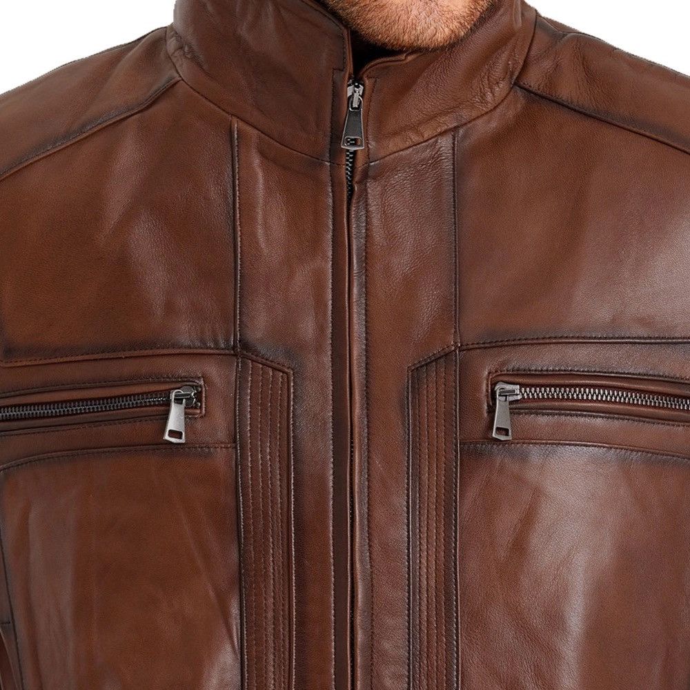 Other Mens Waxed Bomber Brown Leather Jacket Size US XXL / EU 58 / 5 - 8 Thumbnail