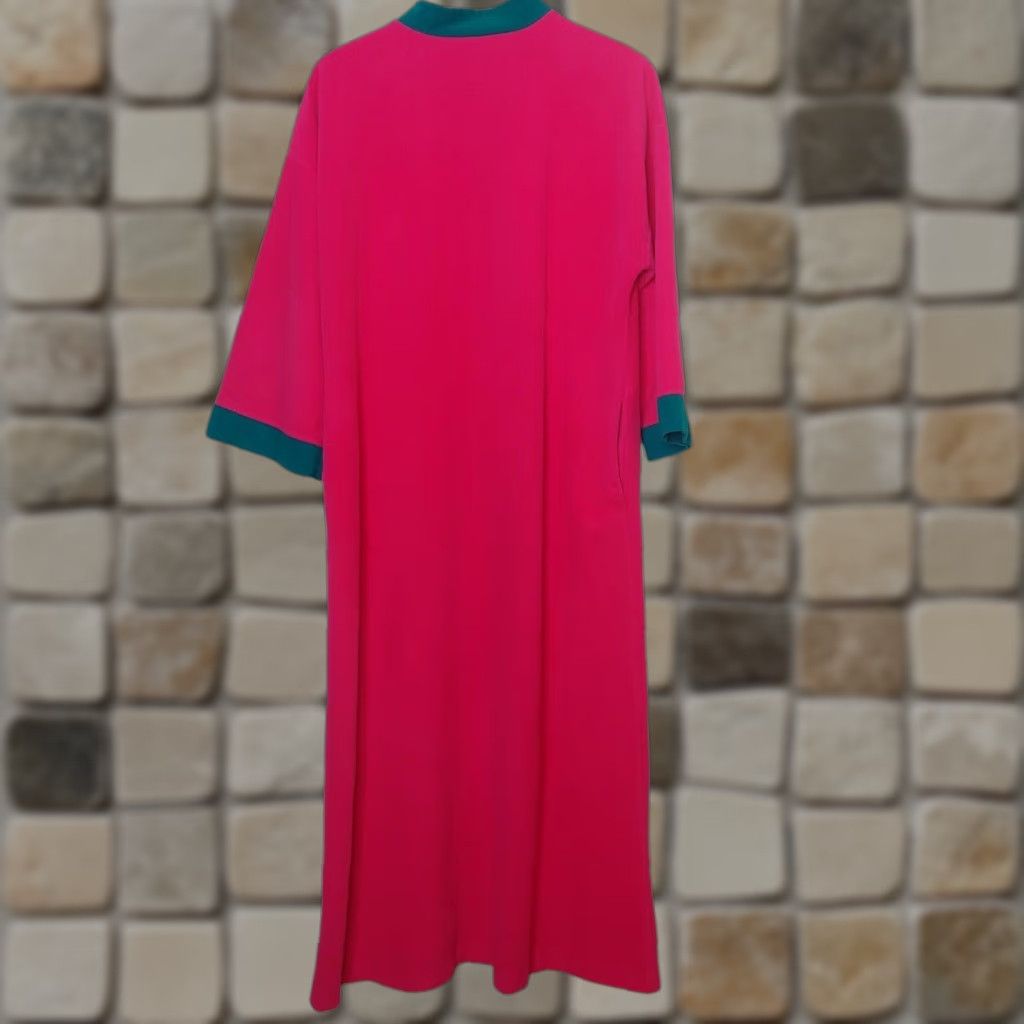 Vintage VINTAGE Vanity Fair Robe Large 1970s Pink Purple Teal Mod Long Sleeve Zip Up USA Size XXL / US 16-18 / IT 52-54 - 1 Thumbnail