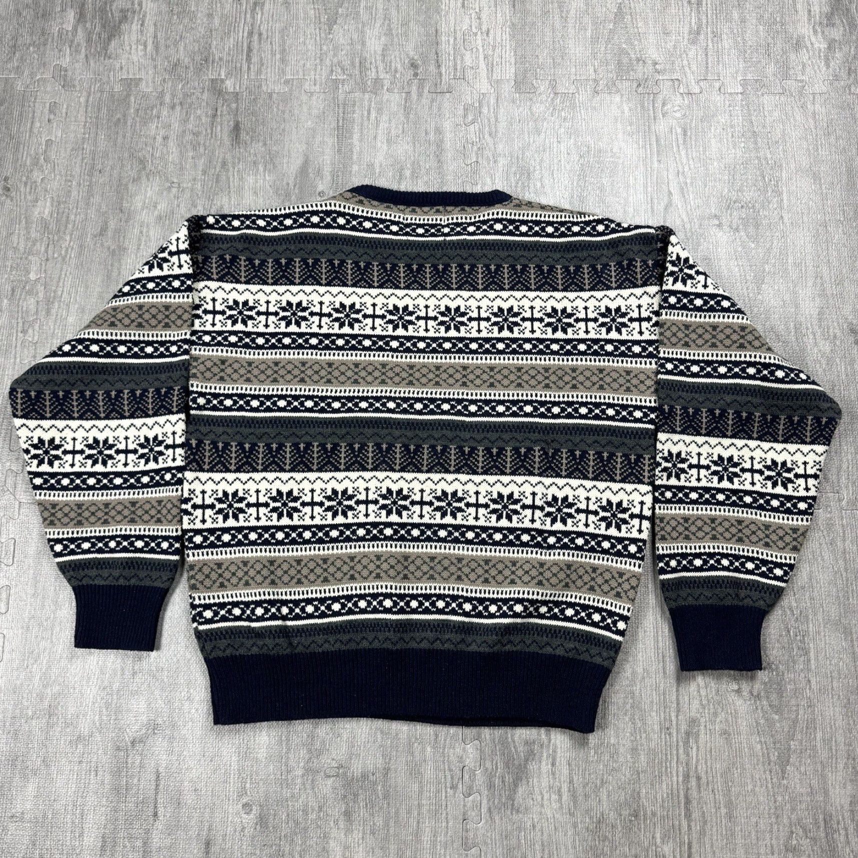 Vintage VTG Royal North Mills Fair Isle Wool Blend Cardigan Mens Large Grey Knit Pullover 90s 80s Vintage USA Made Cardigan Mens Large Gray Blue Size US L / EU 52-54 / 3 - 6 Thumbnail