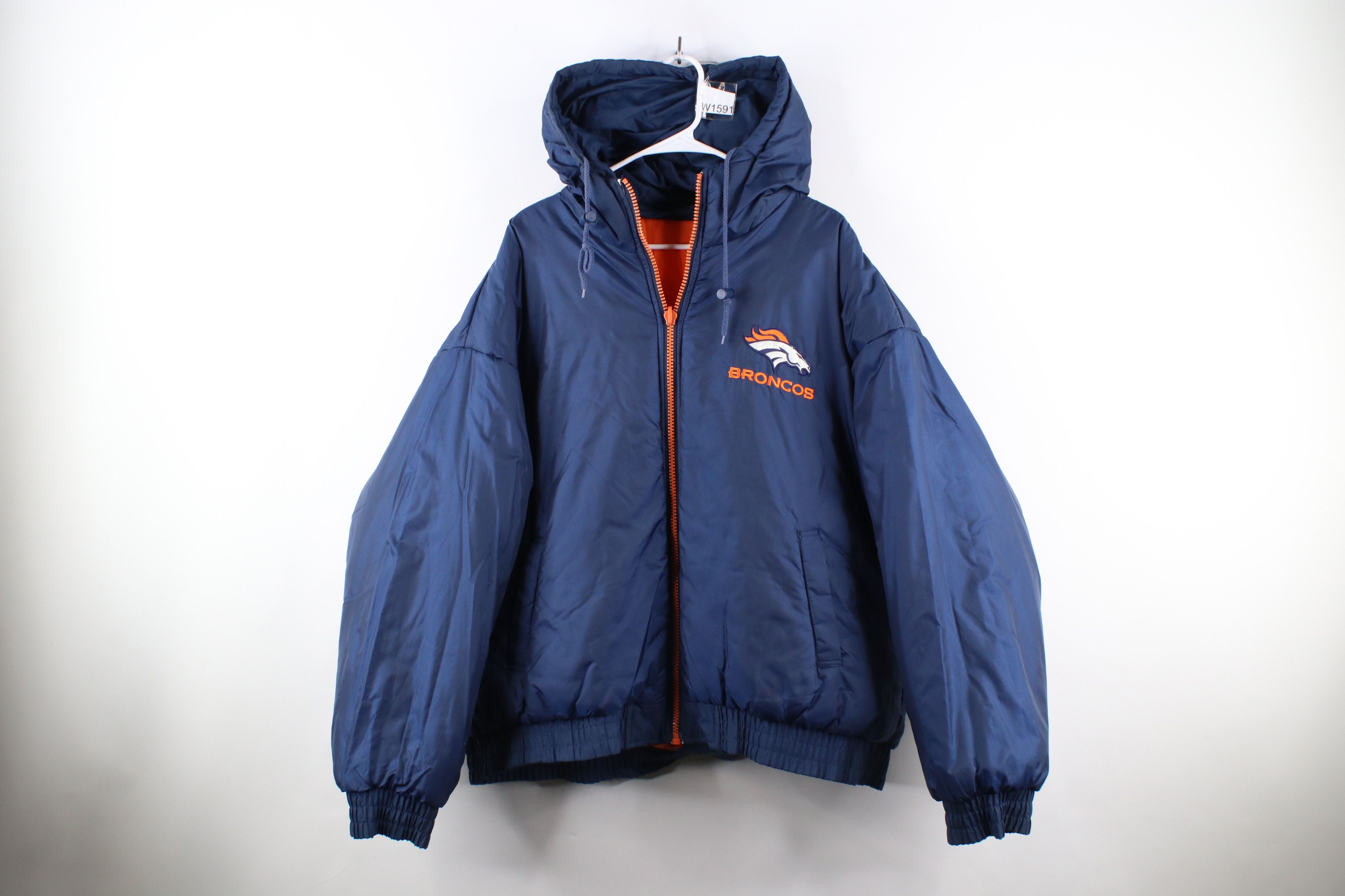 image of Vintage 90's Reversible Denver Broncos Football Puffer Jacket, Men's (Size 2XL)