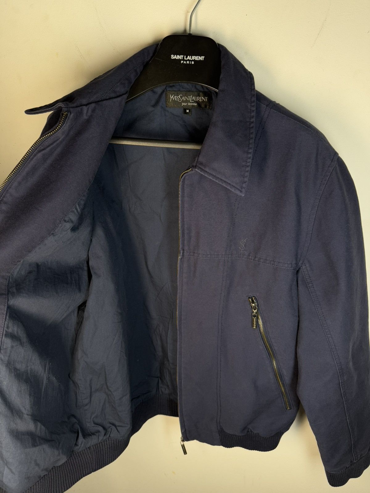 Yves Saint Laurent Cotton YSL Jacket Blue/Navy Soft YSL Bomber Size US M / EU 48-50 / 2 - 14 Thumbnail
