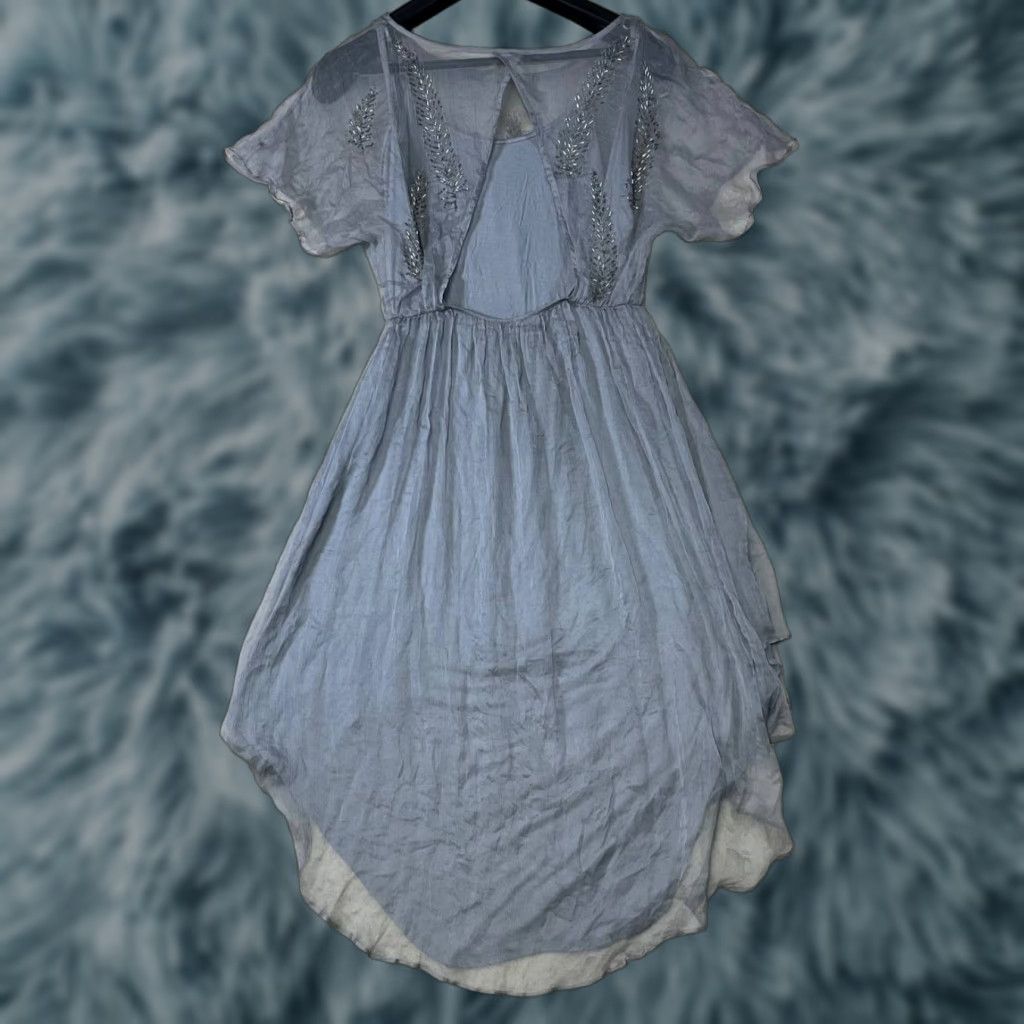 Vintage Tart Silk Short Dress Short Sleeve Size M Elastic Waistband See Pics Size 32" / US 10 / IT 46 - 1 Thumbnail