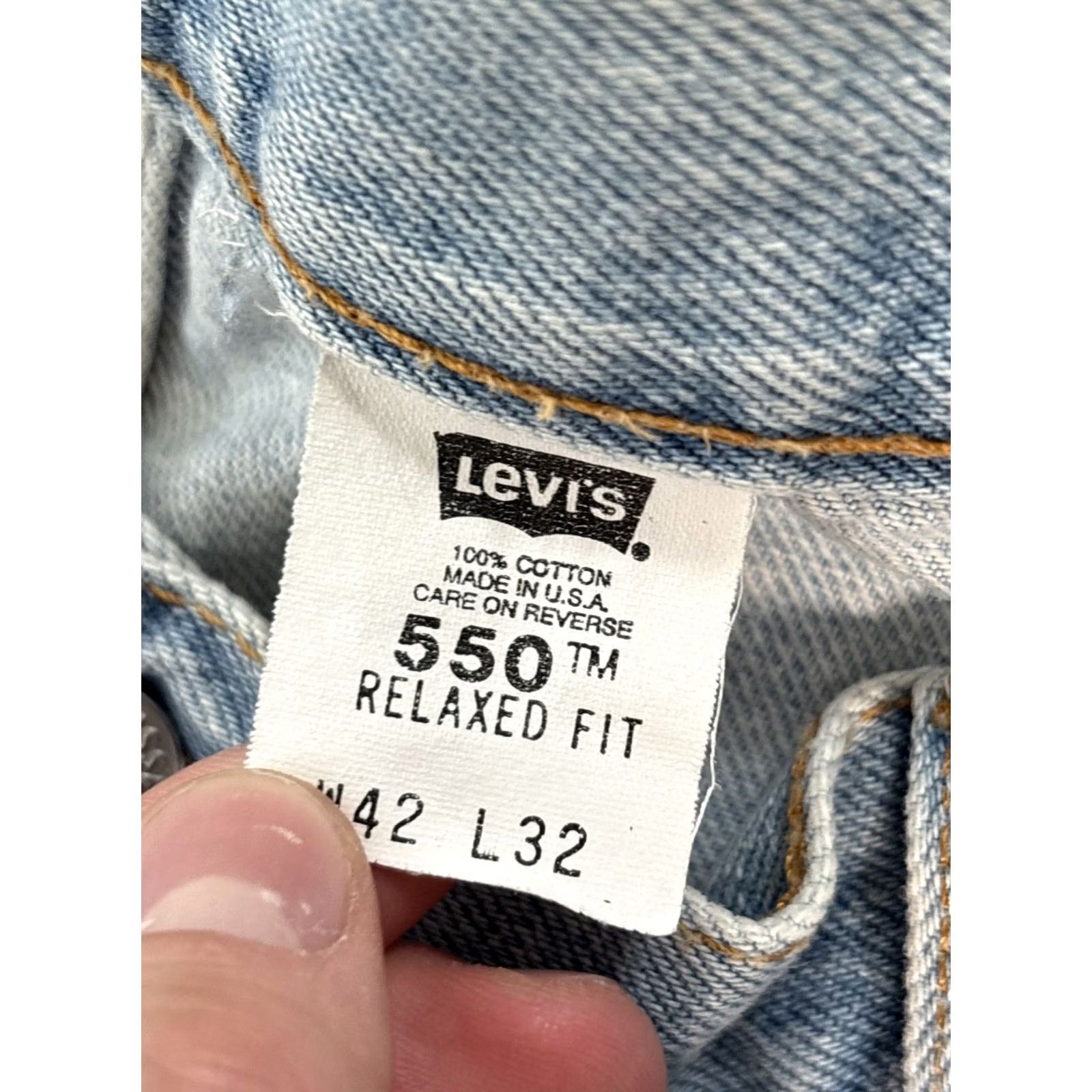 Levi's VINTAGE Levi's 550 Jeans 42x32 Blue Denim Wide-Leg 5-Pocket Relaxed USA Men Size US 42 / EU 58 - 5 Thumbnail