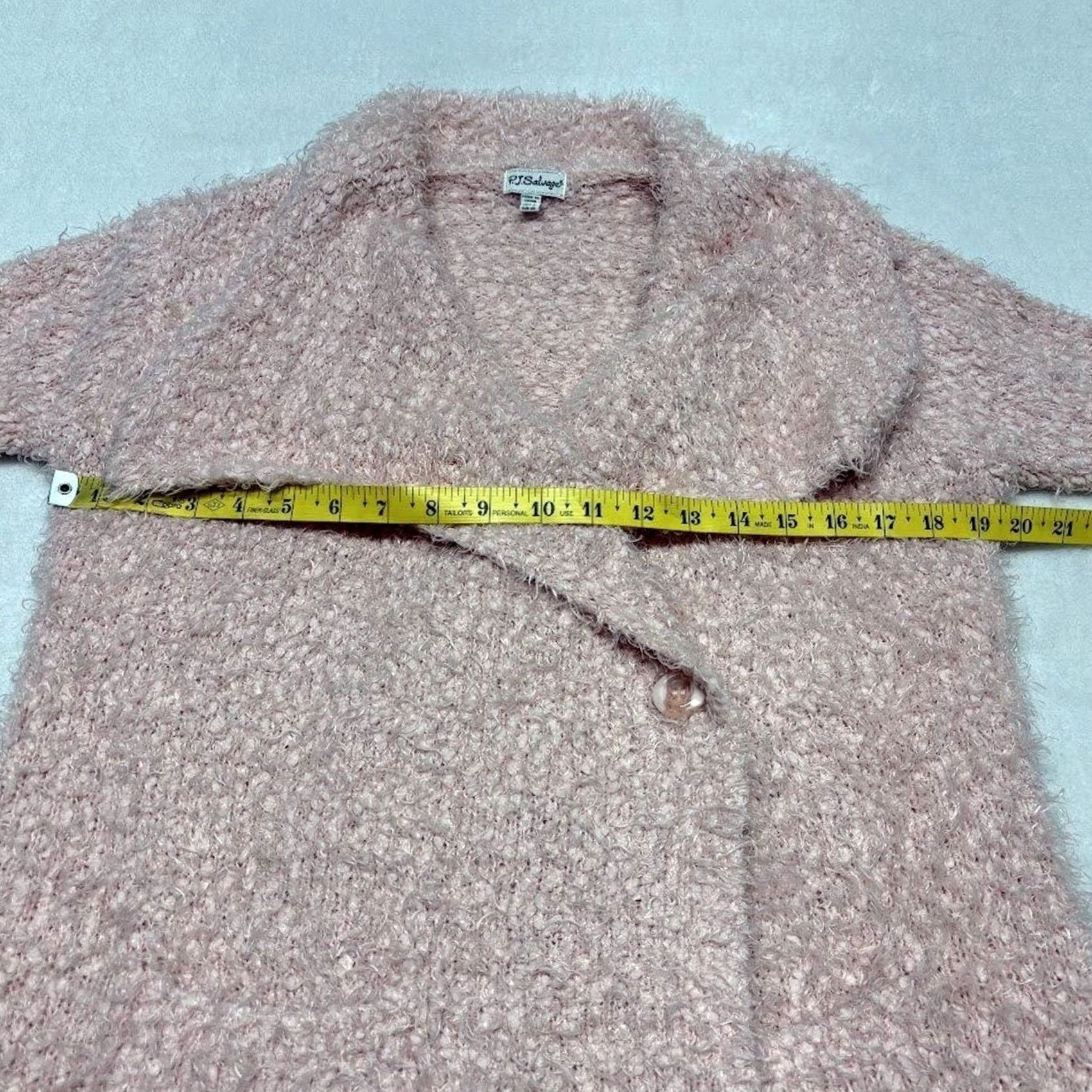 Vintage PJ Salvage Sweater Womens S Pink Cozy Fuzzy Boucle Open Asymmetrical Cardigan Size Size S / US 4 / IT 40 - 6 Thumbnail