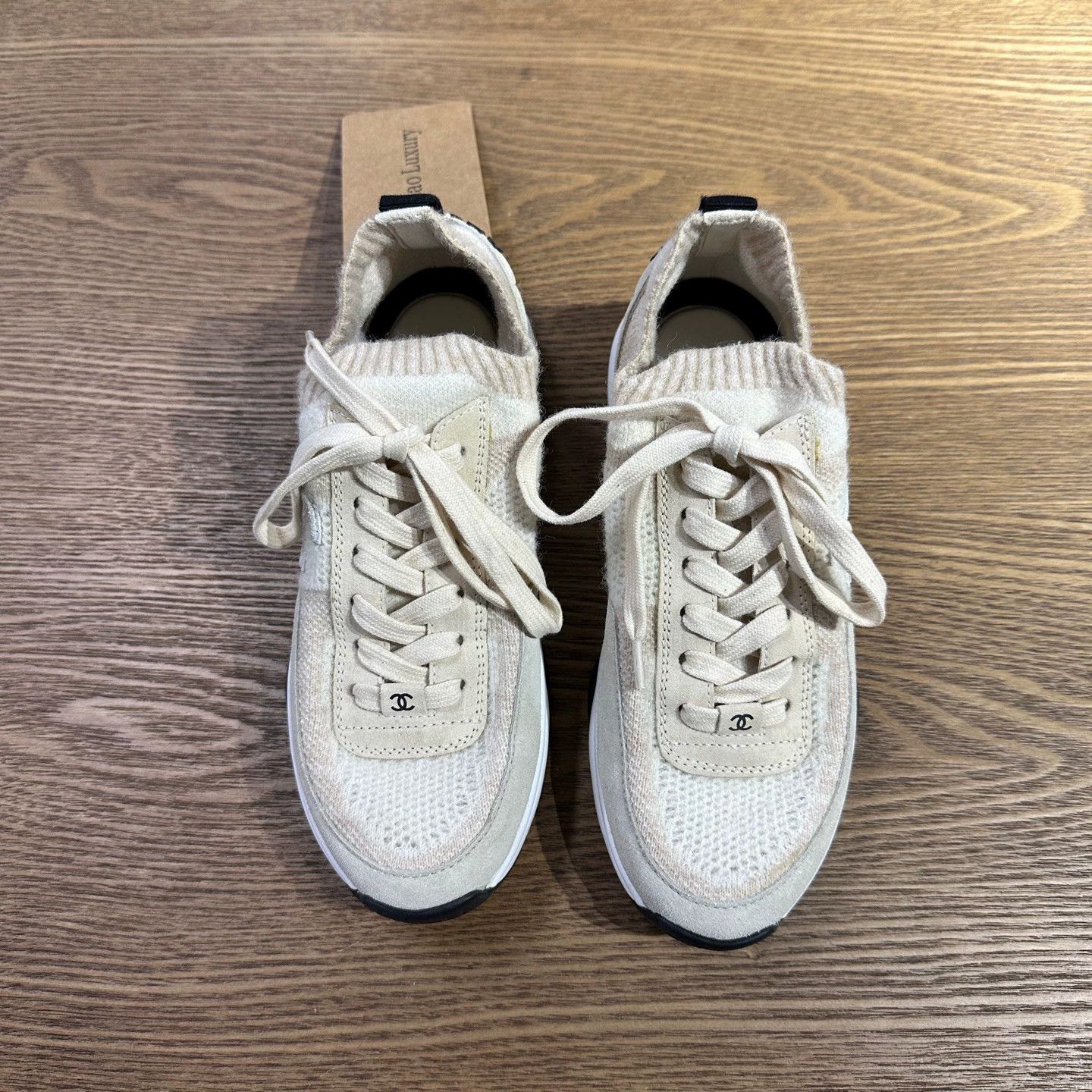 Chanel Chanel may747 23B Beige Logo Knit Sneaker 36 Size US 5.5 / IT 35.5 - 2 Thumbnail