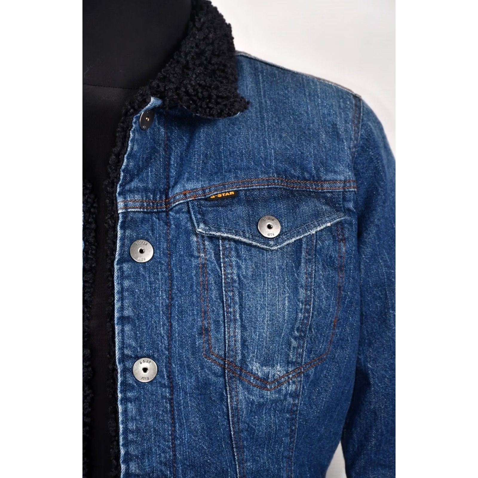 G-Star G-Star Raw 3301 Slim Sherpa Jacket WMN Sato Stretch Denim Blue M Women Jacket Sherpa Stretch Denim Slim Wool? (Note: original must be used) Size M / US 6-8 / IT 42-44 - 6 Thumbnail