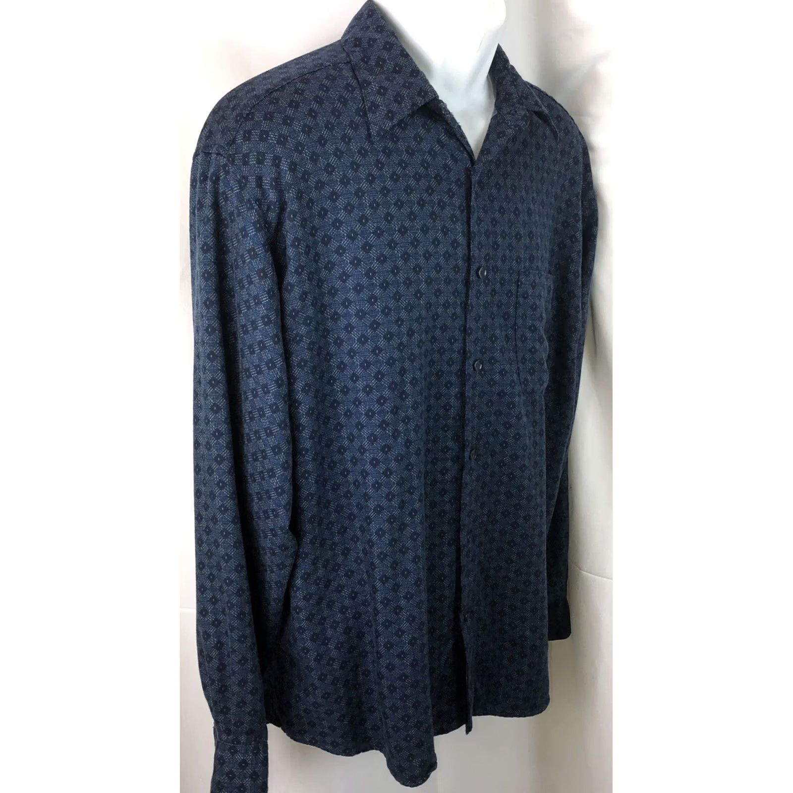 George George oxford shirt L blue Geo button Up long sleeve pocket rayon Preppy Career Size US L / EU 52-54 / 3 - 3 Thumbnail