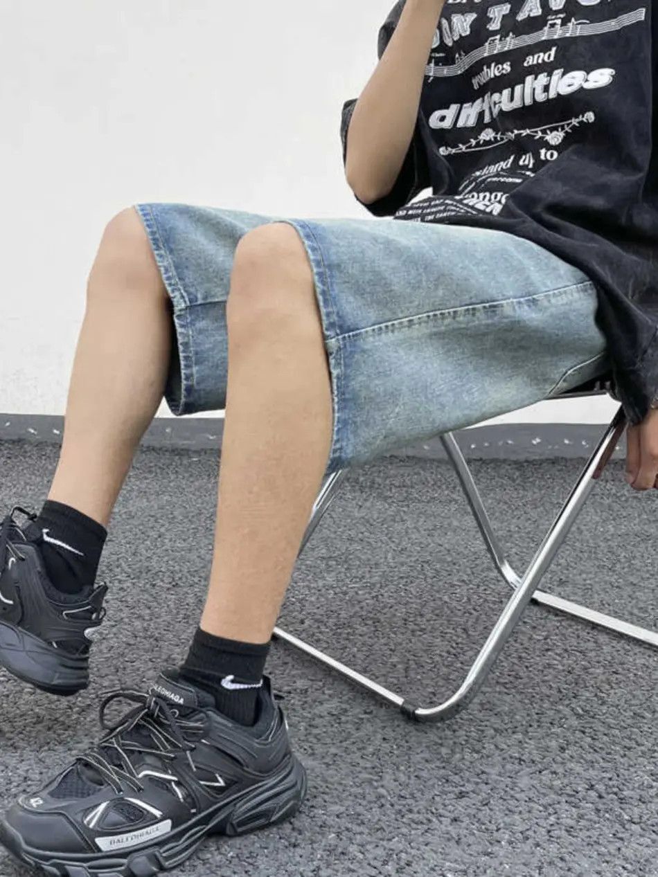 Japanese Brand Retro casual straight leg loose denim shorts Size US 30 / EU 46 - 4 Thumbnail