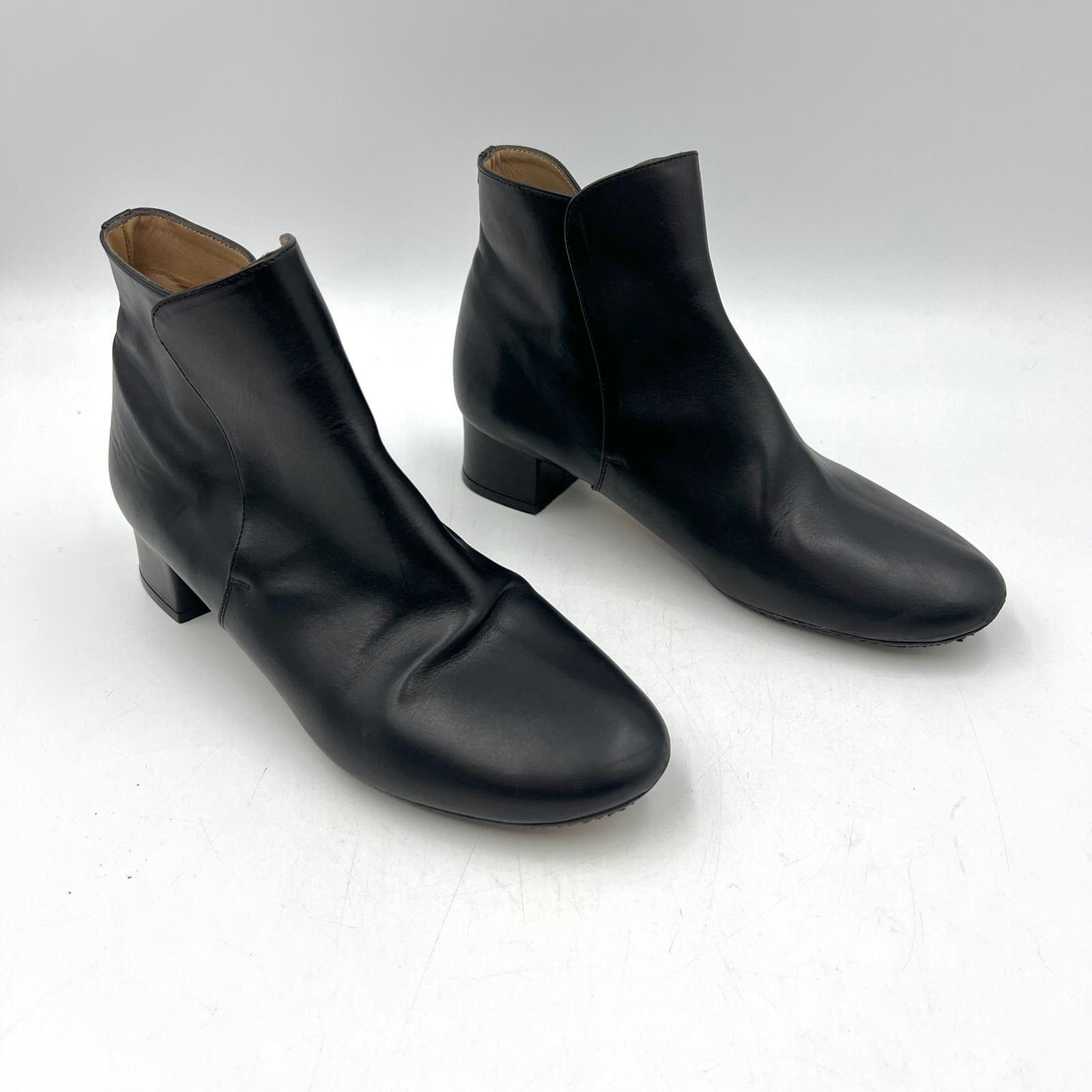 image of Robert Clergerie Leather Ankle Boots Black Booties, Women's (Size 9)