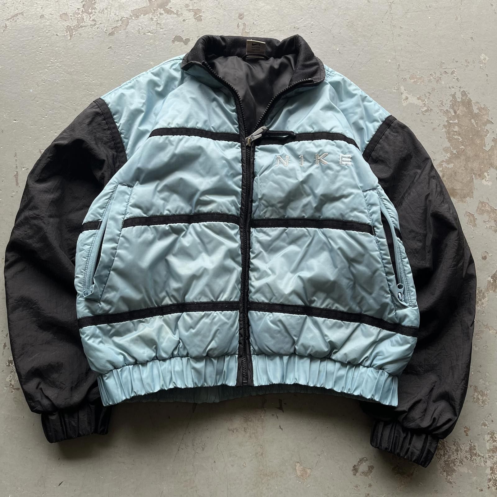 Vintage 90s Baby Blue Nike Puffer Grunge Sports Jacket