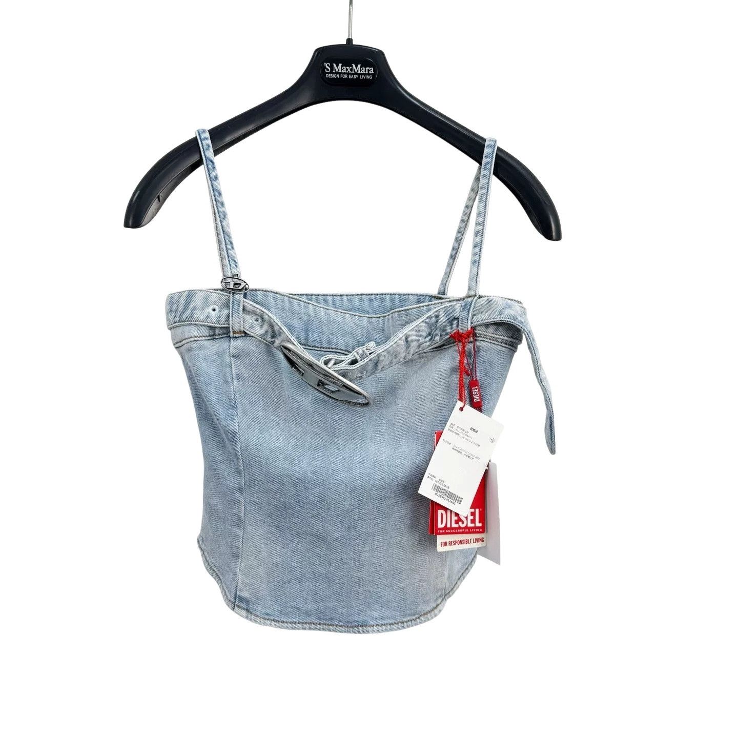 Diesel Diesel Metal Logo Denim Crop Top XS Size XS / US 0-2 / IT 36-38 - 1 Thumbnail