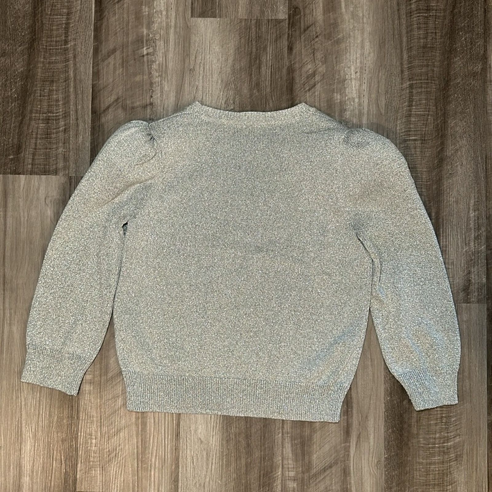 CO Co Puff Shoulder Italian Yarns Metallic Knit Sweater - Large Size L / US 10 / IT 46 - 2 Thumbnail