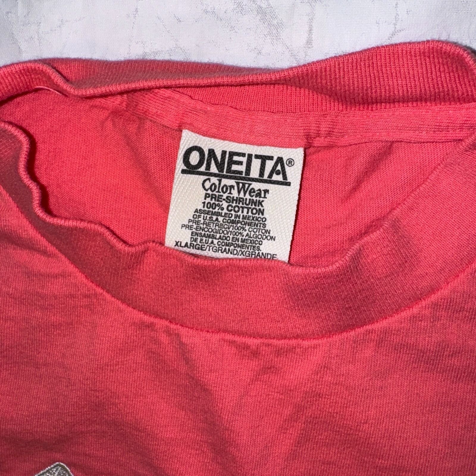 Other Vintage 90s Oneita Girls Raised In Texas Pink Peach Single S Size XL / US 12-14 / IT 48-50 - 3 Thumbnail