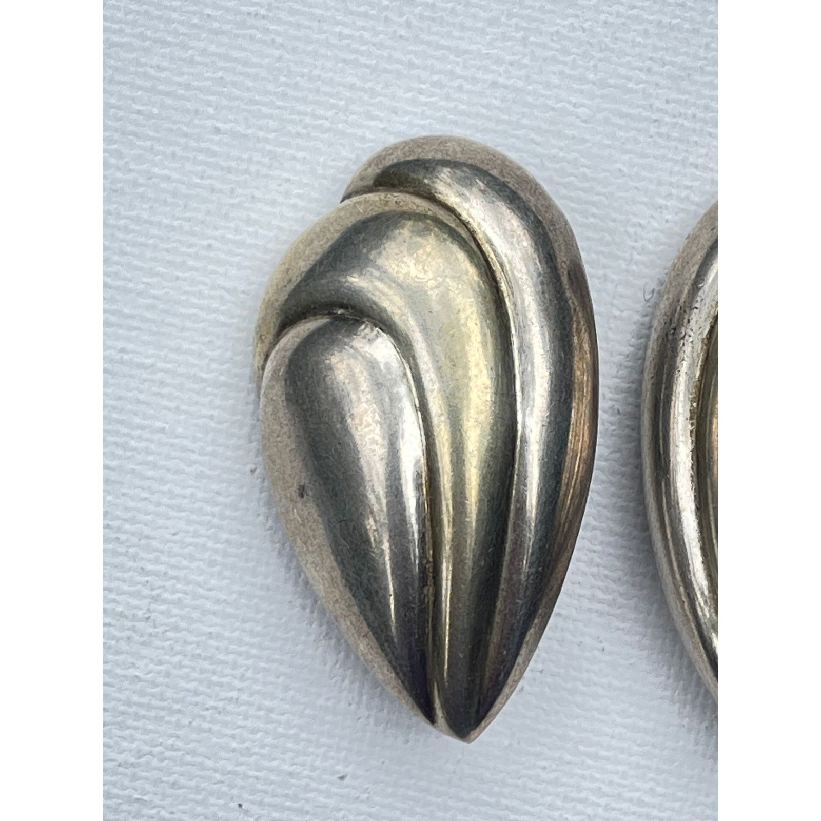Vintage Vintage Modernist Sterling Silver Earrings - Clip On Size ONE SIZE - 3 Thumbnail