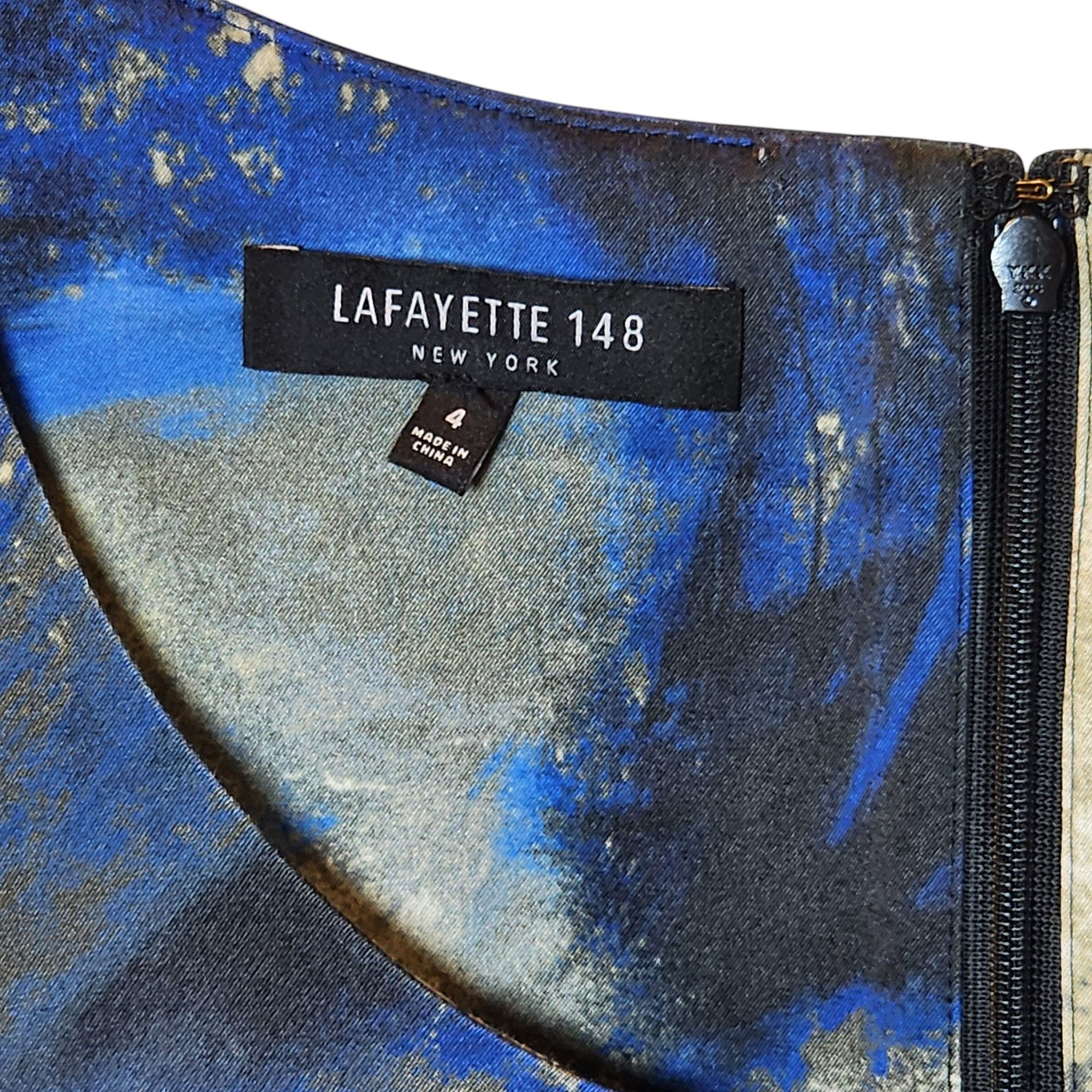 Lafayette 148 Sheath Abstract Blue Black Gold Size 4 Lafayette 148 Size S / US 4 / IT 40 - 2 Thumbnail
