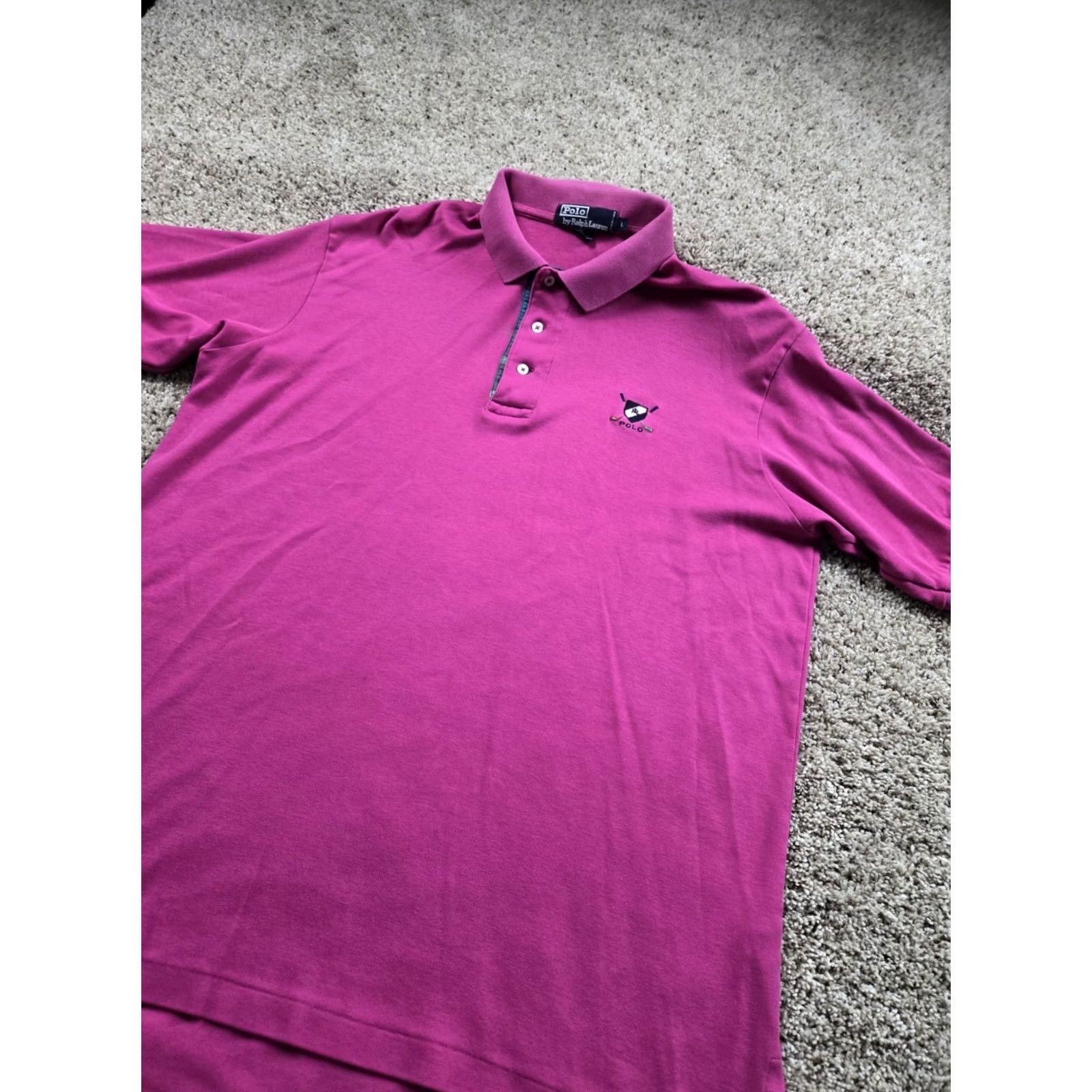 Polo Ralph Lauren VINTAGE Polo Ralph Lauren Polo Shirt Large Pink Golf Crest Short Sleeve 90s Mens Polo Shirt Size US L / EU 52-54 / 3 - 2 Thumbnail