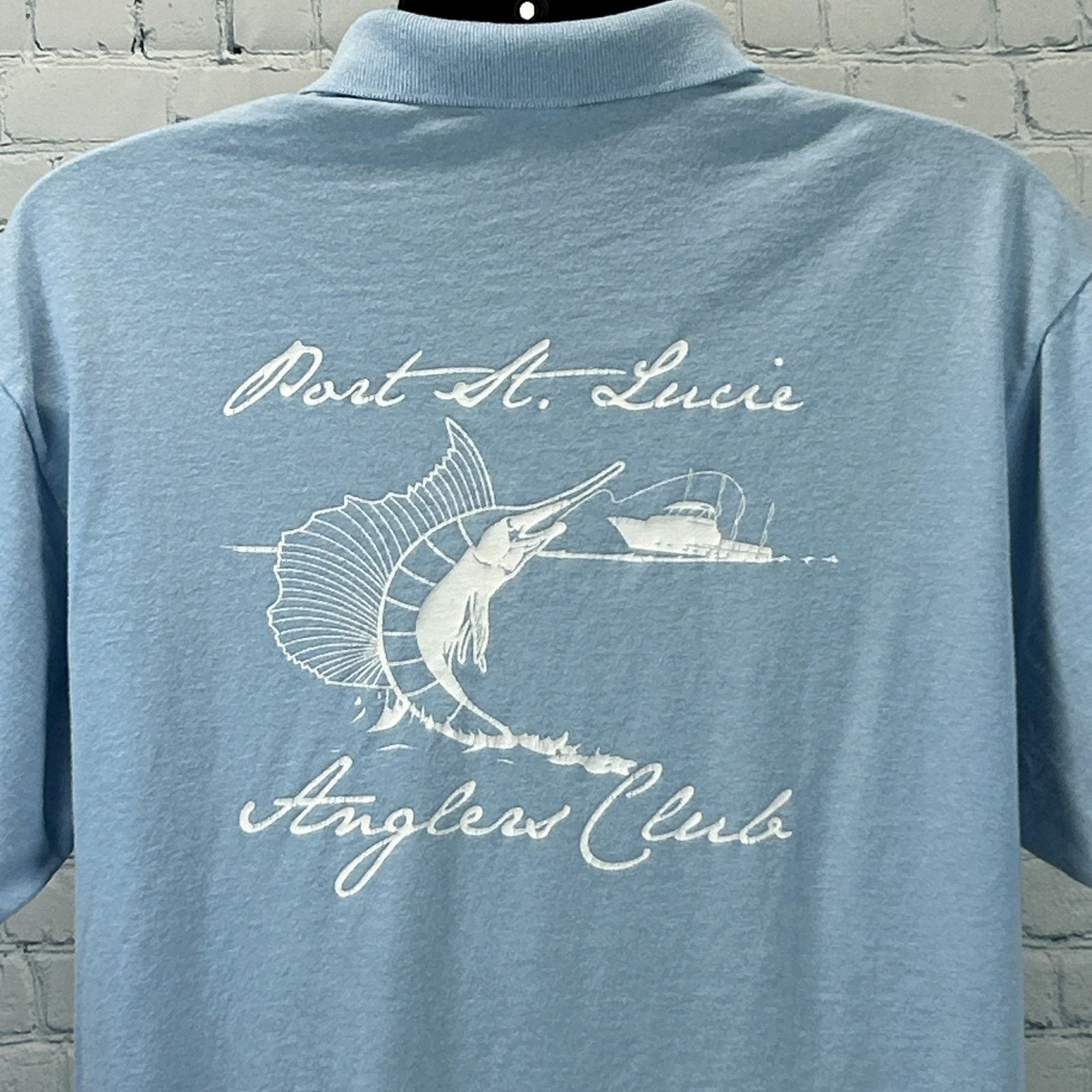 Jerzees Vintage 90s Port St Lucie PSL Anglers Club Polo Shirt Large Size US L / EU 52-54 / 3 - 7 Thumbnail