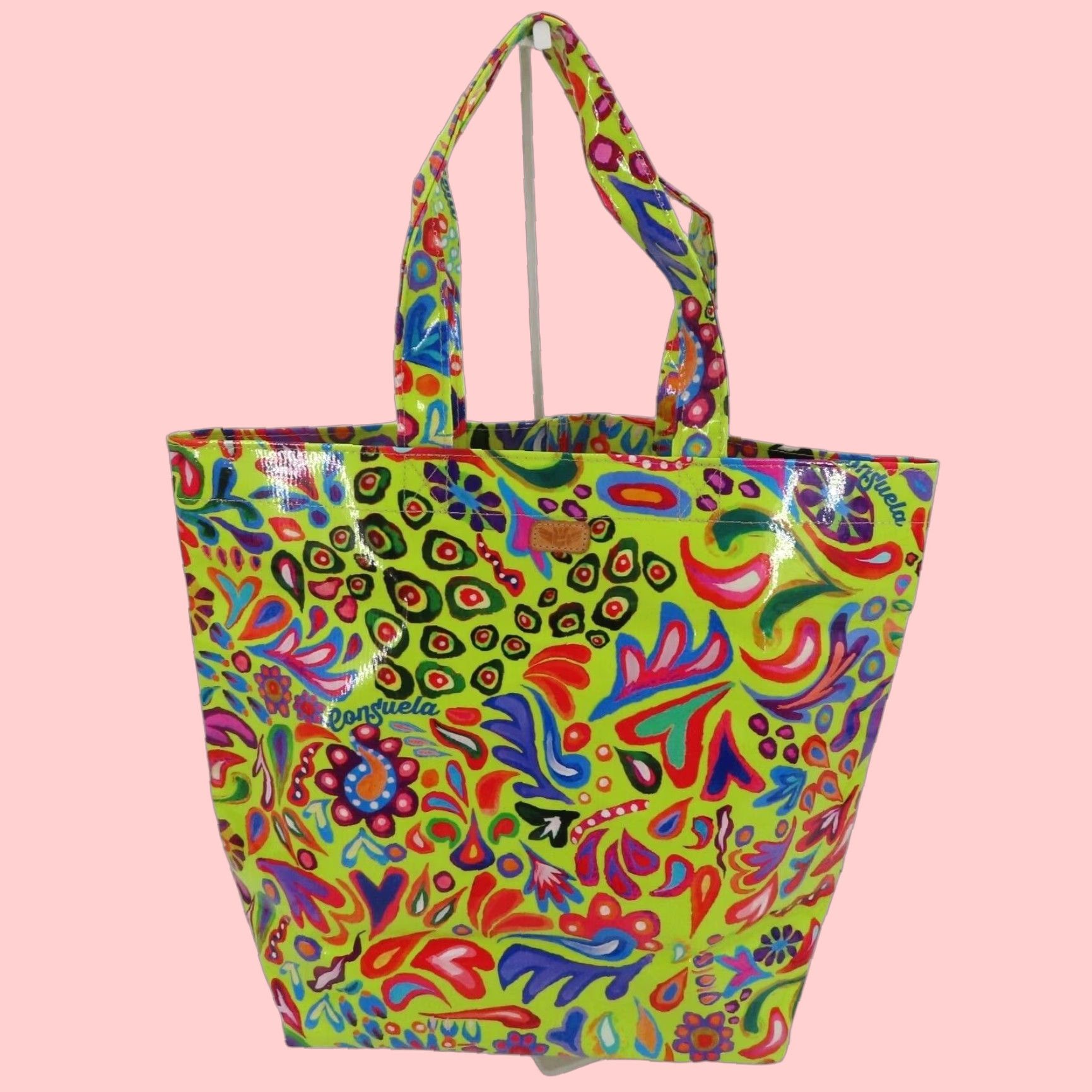 Vintage Consuela Large Floral Swirly Tote Bag Multicolor Synthetic Handbag Womens