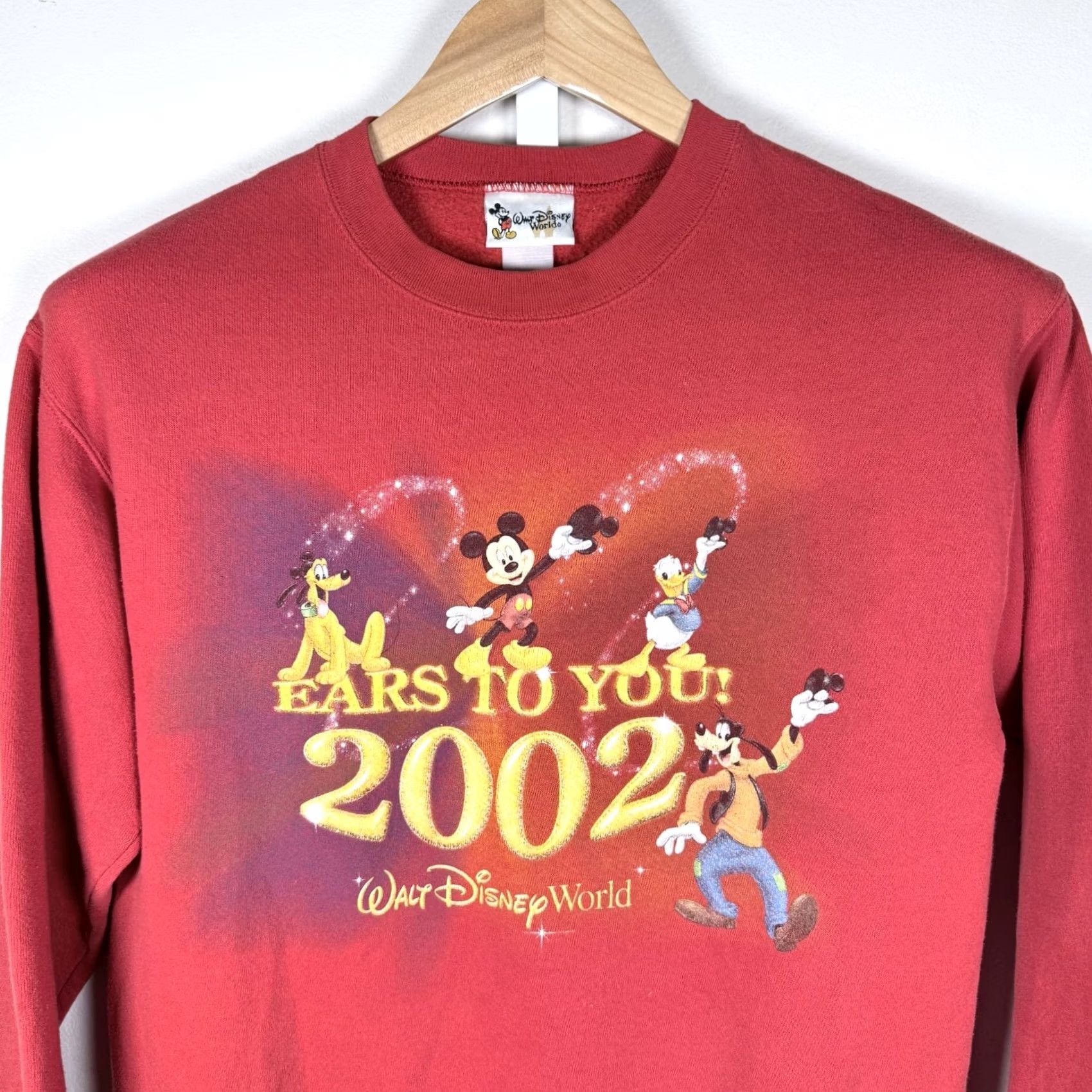 Disney VTG Disney Mickey Mouse Ears To You Sweatshirt Red Crew Neck Adults M Size US M / EU 48-50 / 2 - 3 Thumbnail