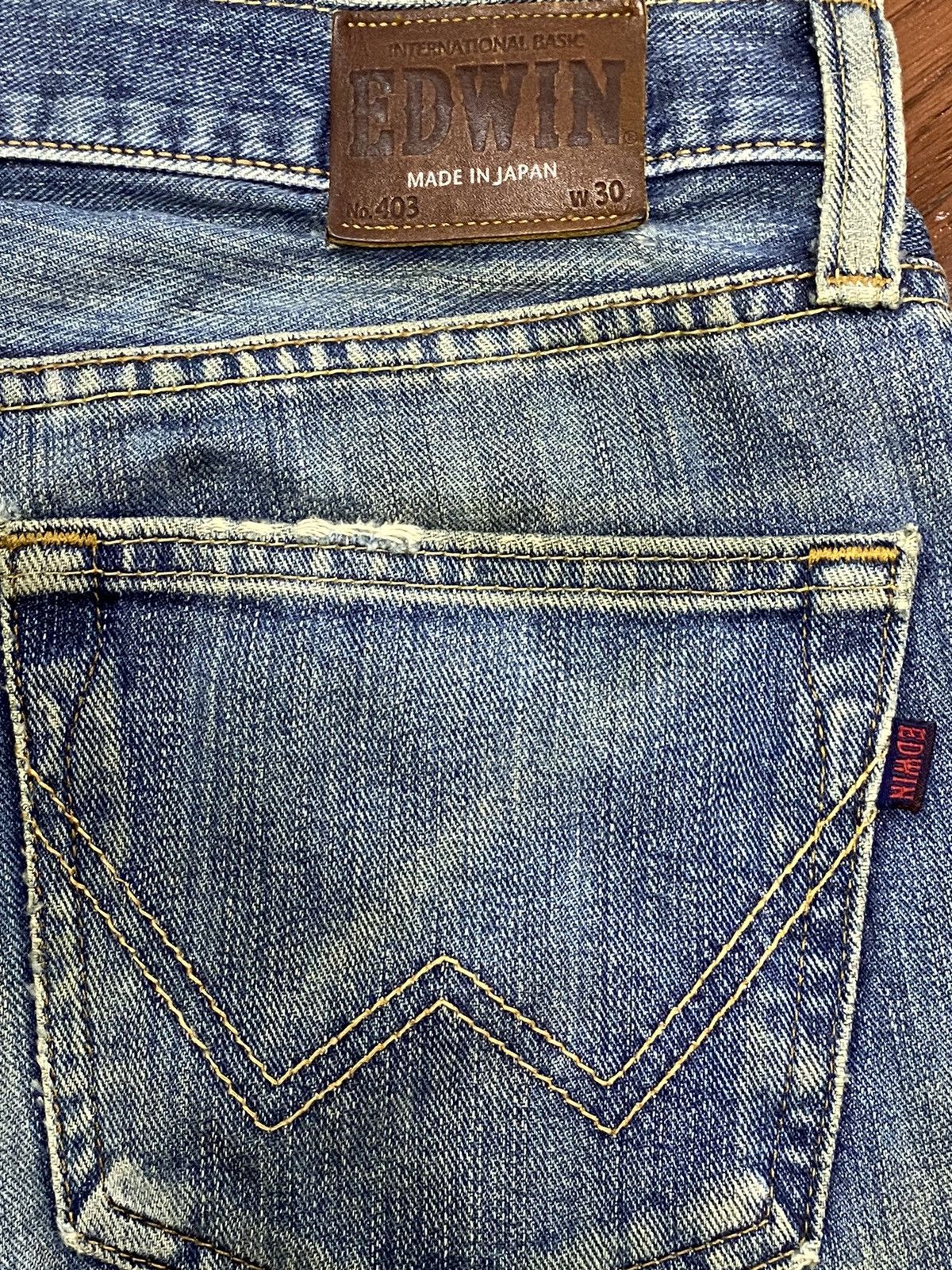 Japanese Brand Vintage Edwin503 Blue Wash Distressed Loose Jeans Size US 31 - 10 Thumbnail