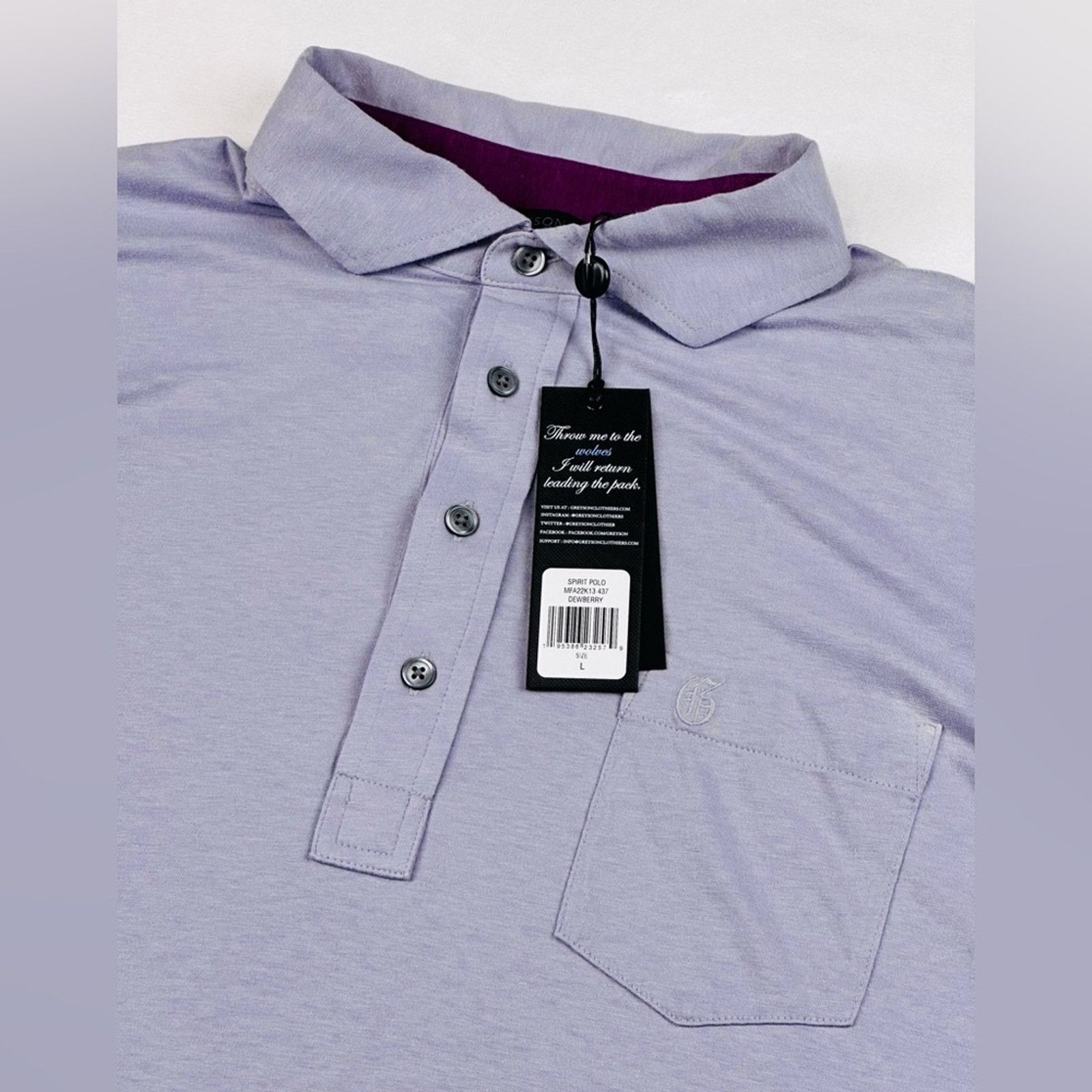 Other Greyson Mens Large Solid Purple Dewberry Pima Cott Golf Polo Size US L / EU 52-54 / 3 - 3 Thumbnail