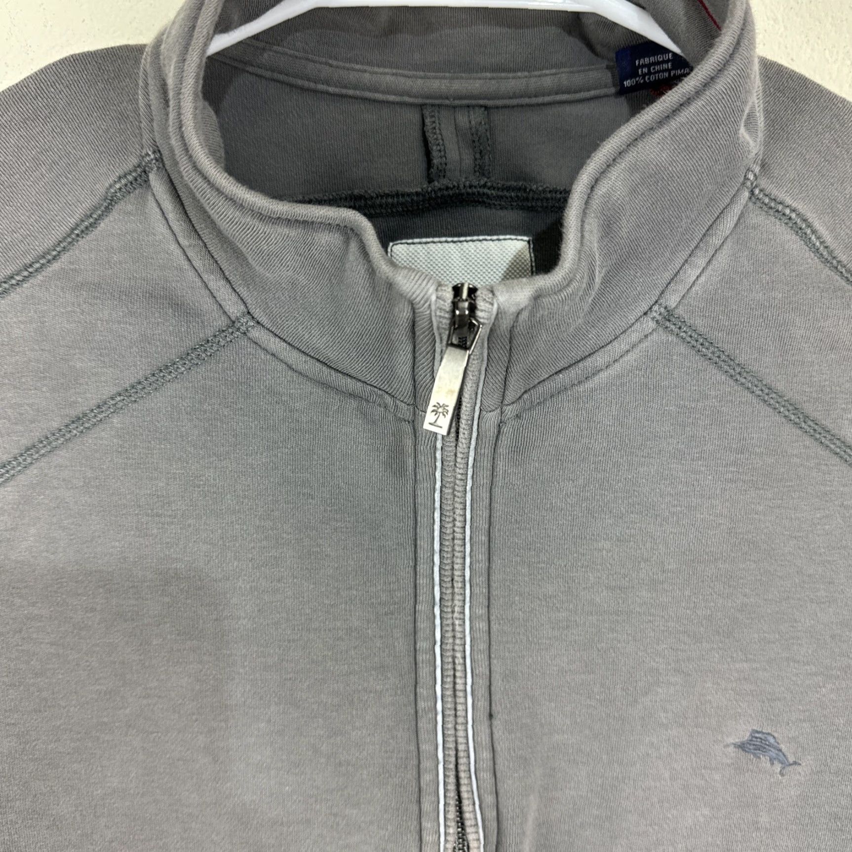 Tommy Bahama Tommy Bahama Sweater Mens XL Gray Solid 1/4 Zip Pullover Island Pima Cotton Knit Mock Neck Long Sleeve Embroidered Logo 90s Classic Outdoor Size US XL / EU 56 / 4 - 4 Thumbnail