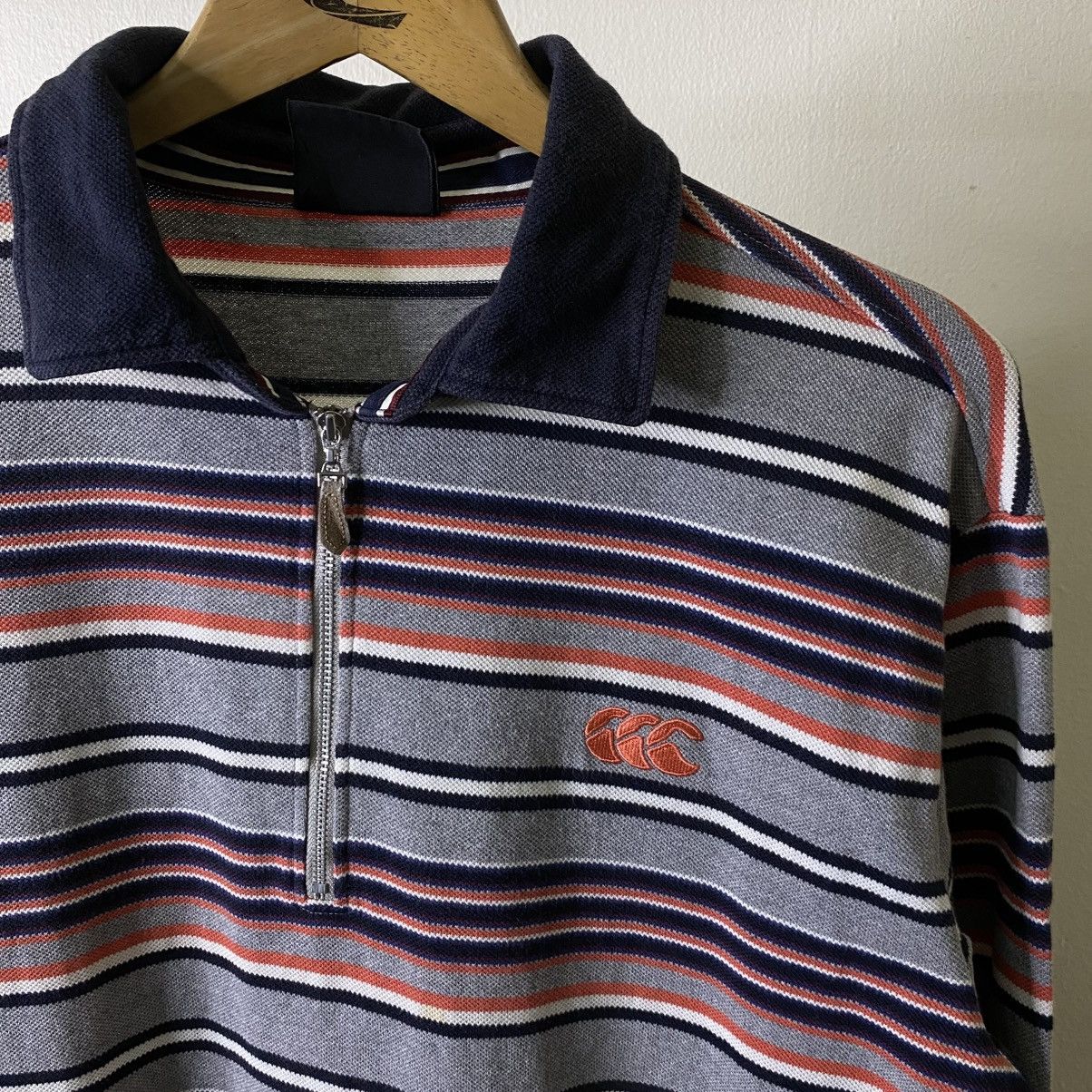 Canterbury of New Zealand Vintage 2000s Canterbury Quarter Zipper Stripes LS Polo Tee Size US XL / EU 56 / 4 - 2 Thumbnail