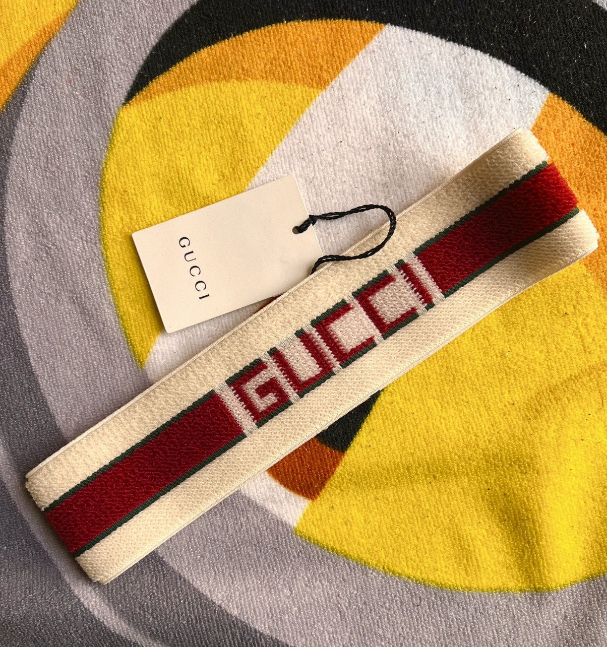 Gucci Gucci Web Stripe Headband Ivory Green Red hat cap logo Size ONE SIZE - 23 Thumbnail